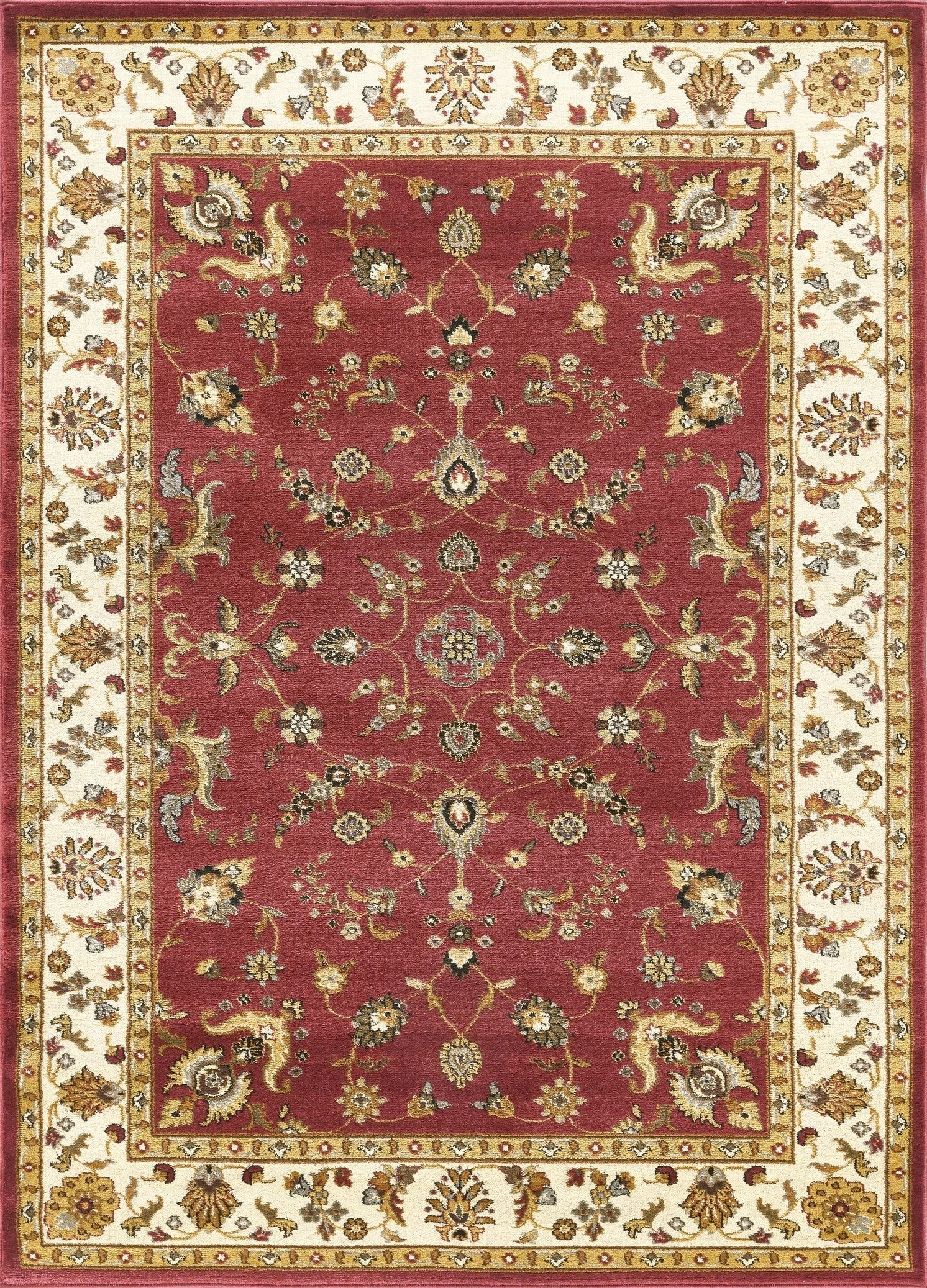 Classic Botanical Border Area Rug - Red - 5'3" x 7'3" - product detail