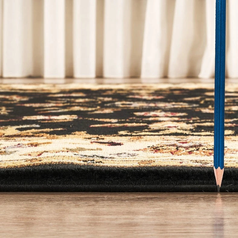 Classic Botanical Border Area Rug - Black - 5'3" x 7'3" - product detail