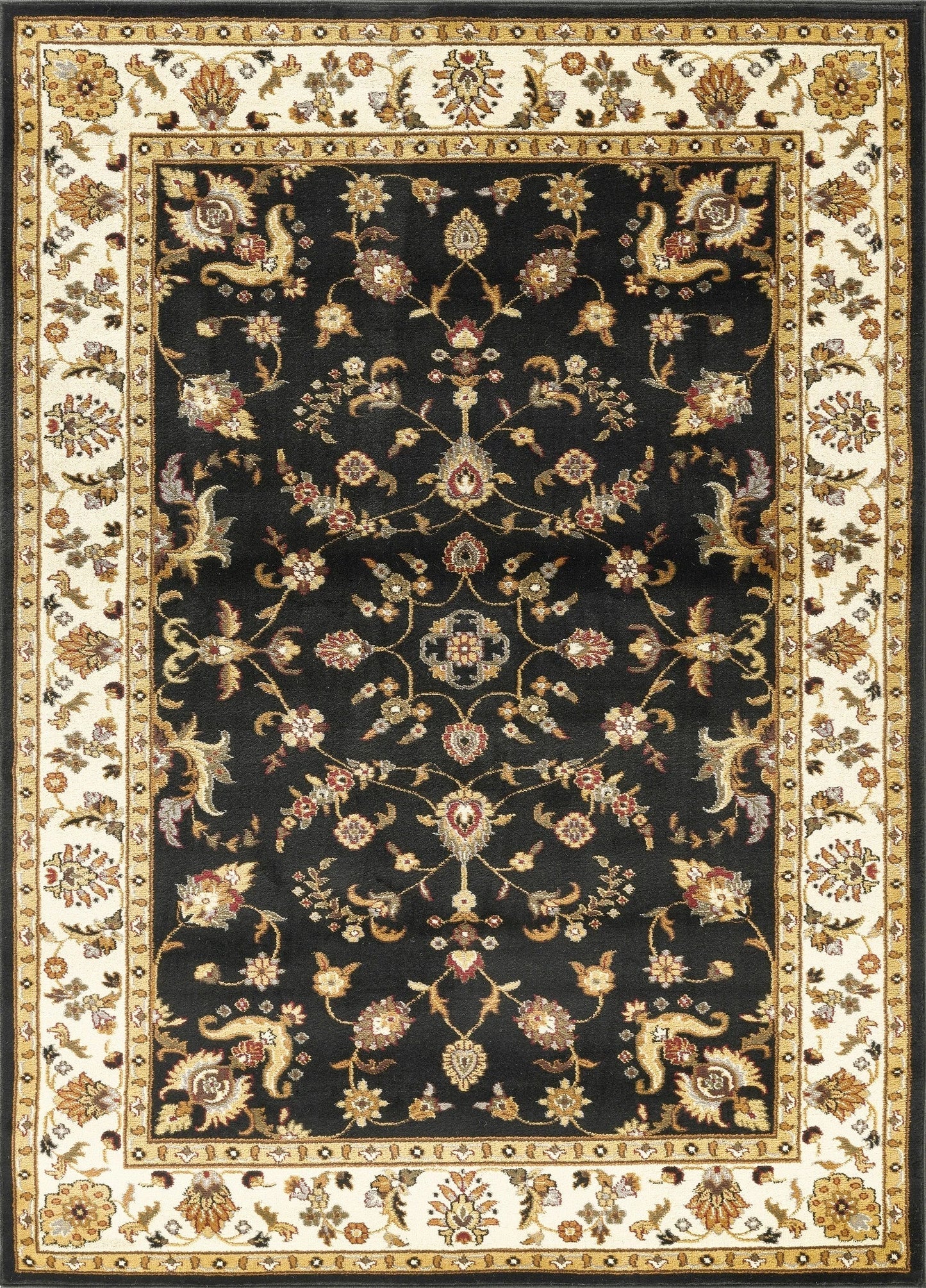 Classic Botanical Border Area Rug - Black - 5'3" x 7'3" - product detail