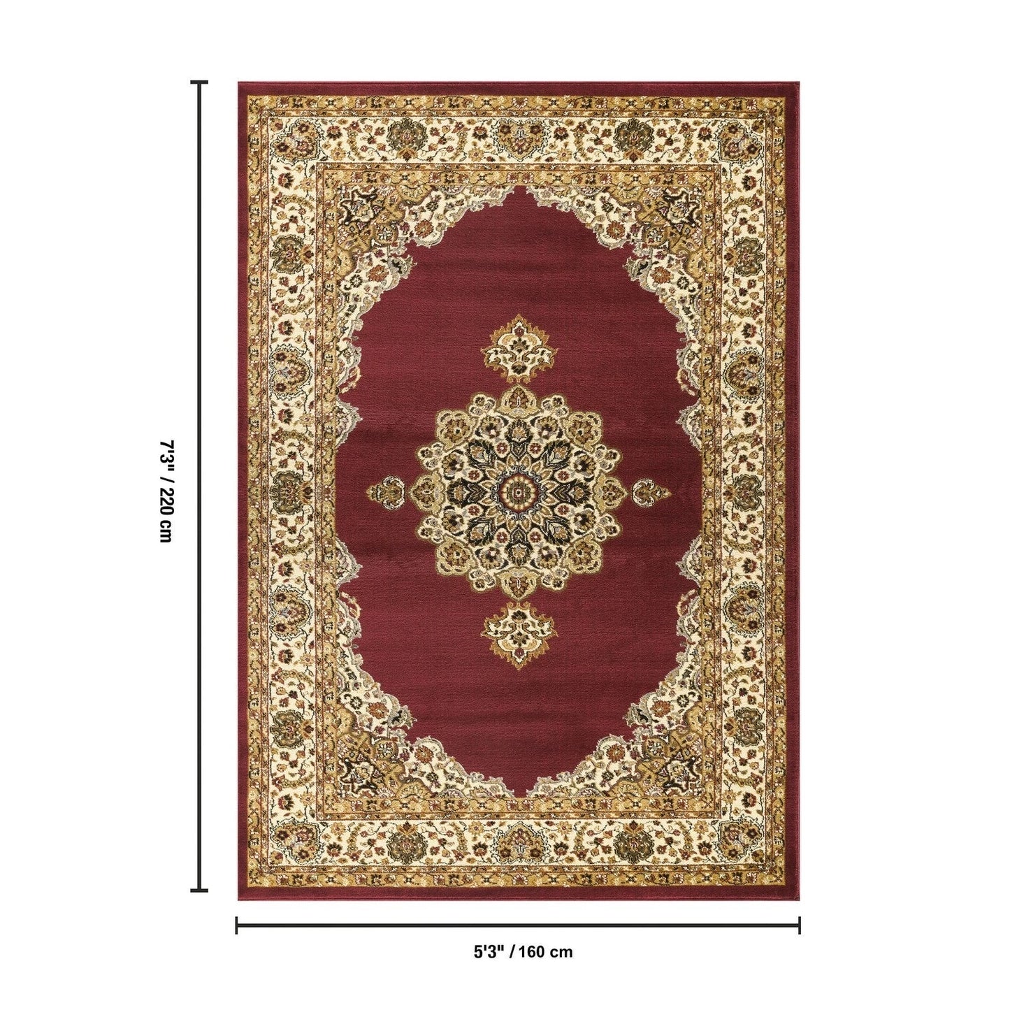 Classic Grand Medallion Area Rug - Red - 5'3" x 7'3" - product detail