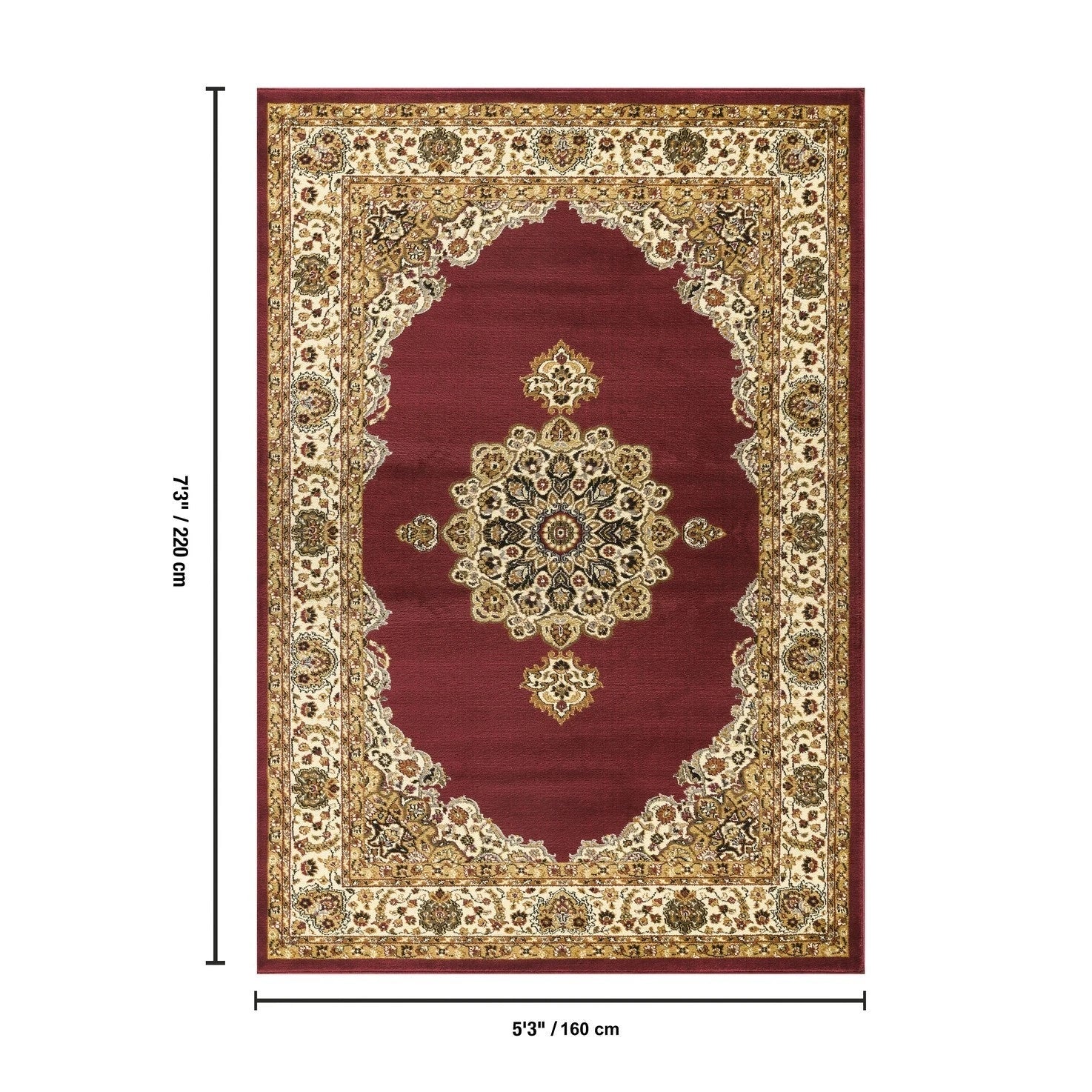 Classic Grand Medallion Area Rug - Red - 5'3" x 7'3" - product detail