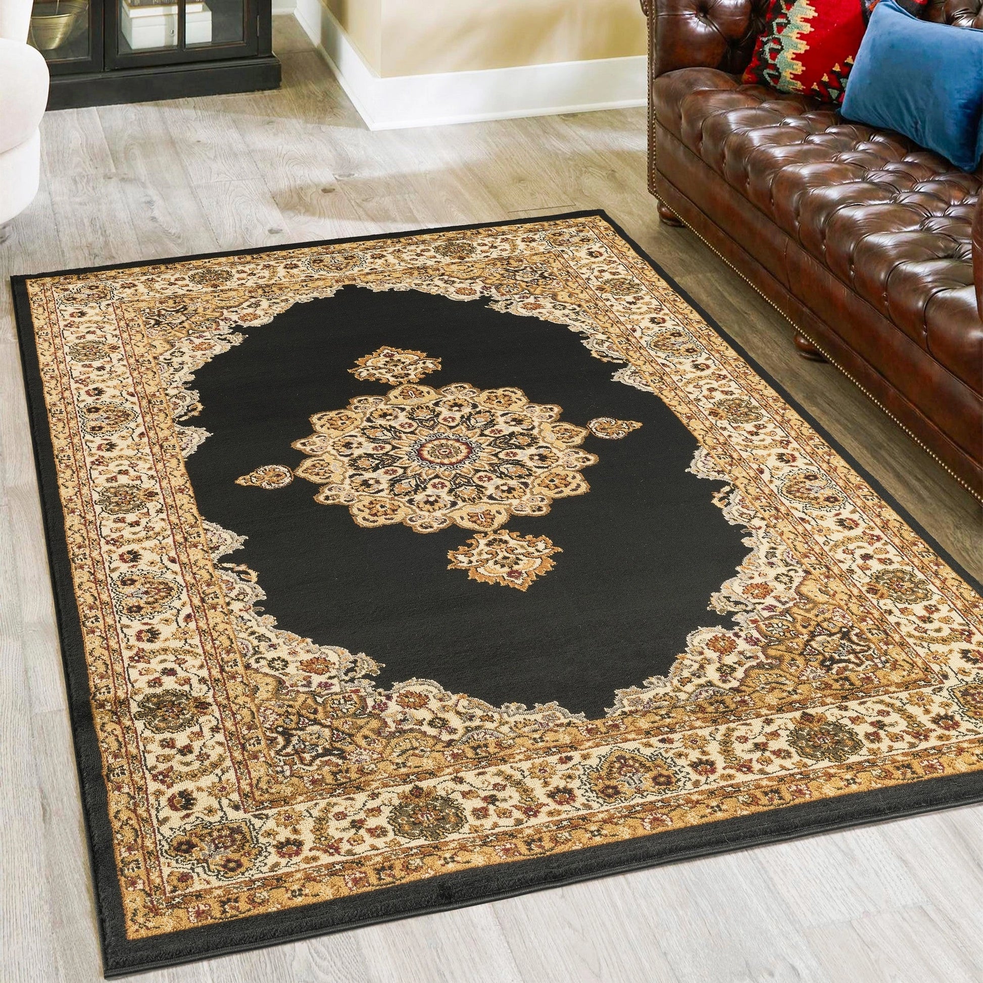 Classic Grand Medallion Area Rug - Black - 5'3" x 7'3" - room scene