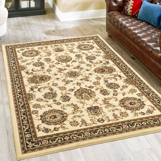 Classic Ivory Botanical Area Rug - Cream - 5'3" x 7'3" - room scene