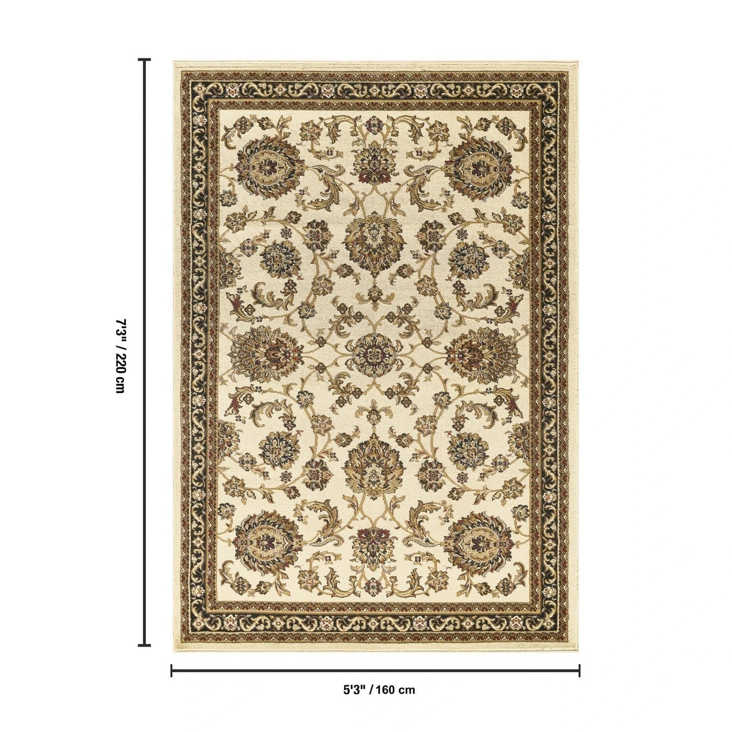 Classic Ivory Botanical Area Rug - Cream - 5'3" x 7'3" - product detail