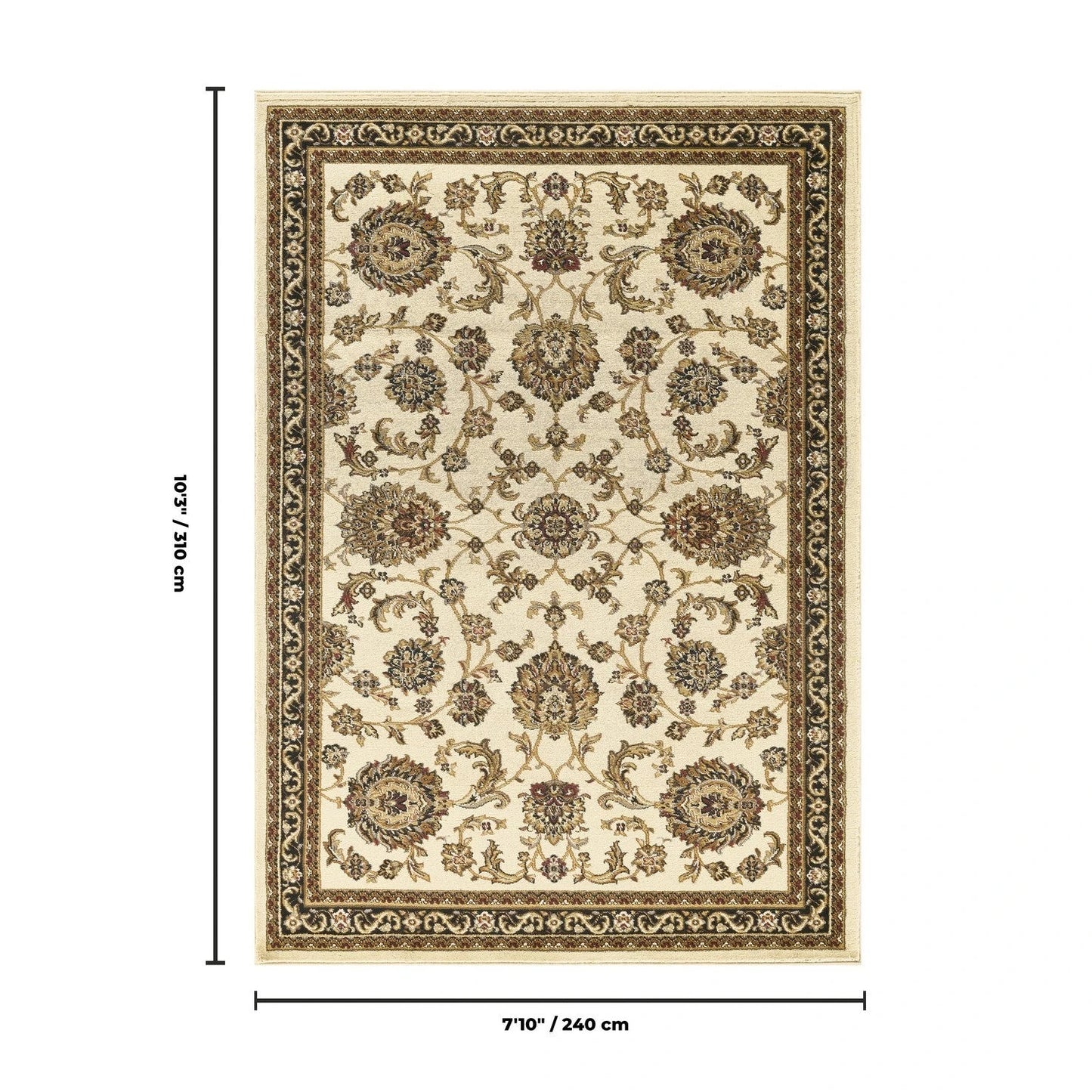 Classic Ivory Botanical Area Rug - Cream - 7'10" x 10'3" - product detail