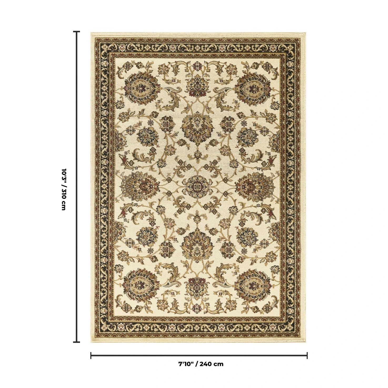 Classic Ivory Botanical Area Rug - Cream - 7'10" x 10'3" - product detail