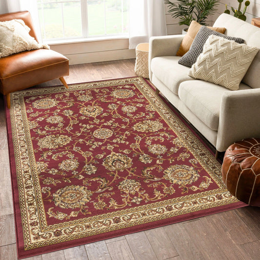 Classic Trellis Floral Area Rug - Red - 5'3" x 7'3" - room scene