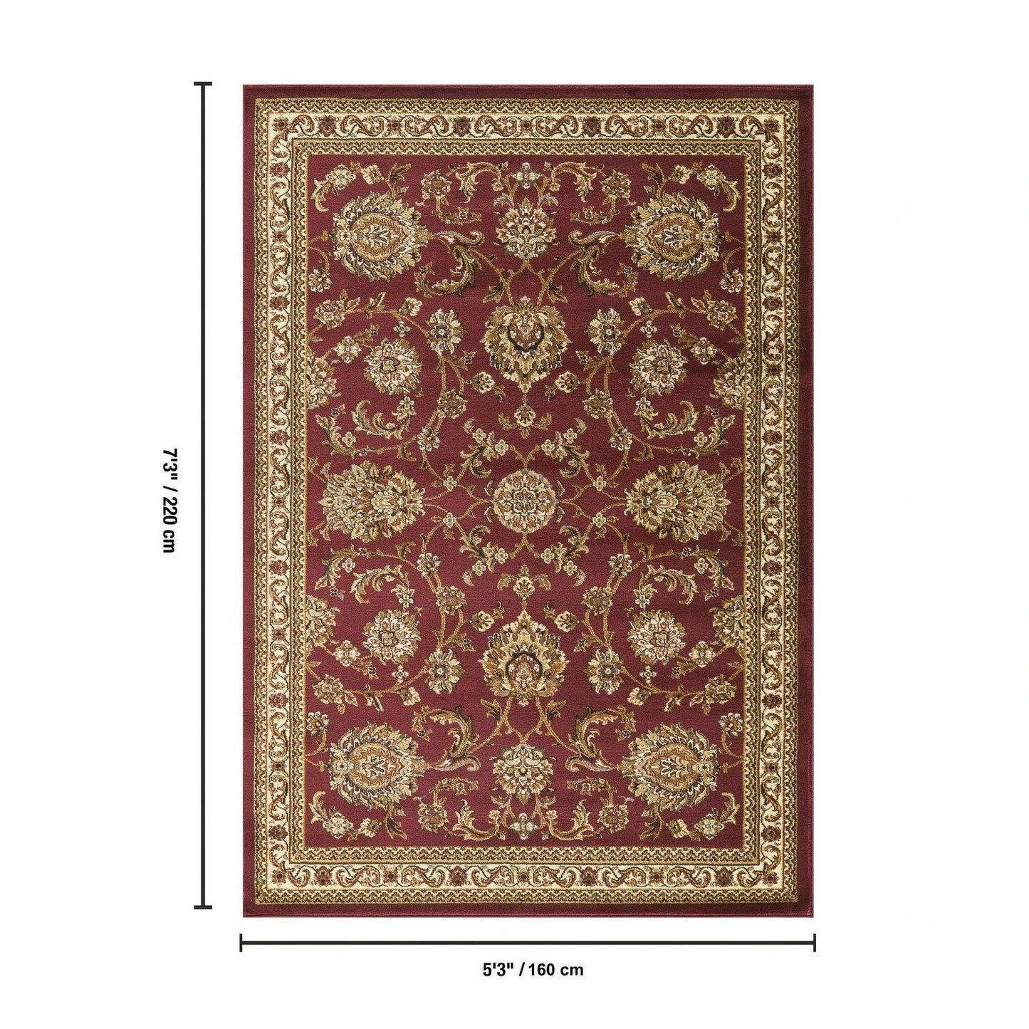 Classic Trellis Floral Area Rug - Red - 5'3" x 7'3" - product detail