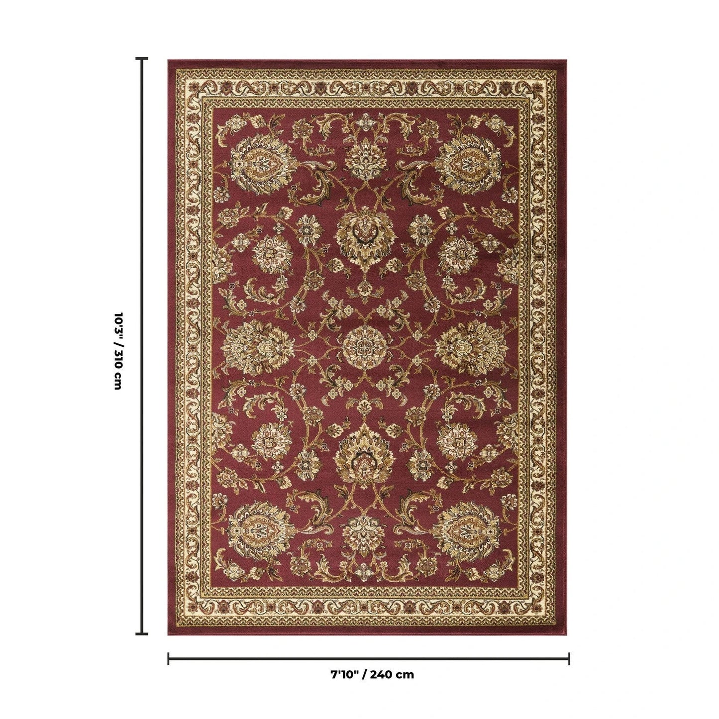 Classic Trellis Floral Area Rug - Red - 7'10" x 10'3" - product detail
