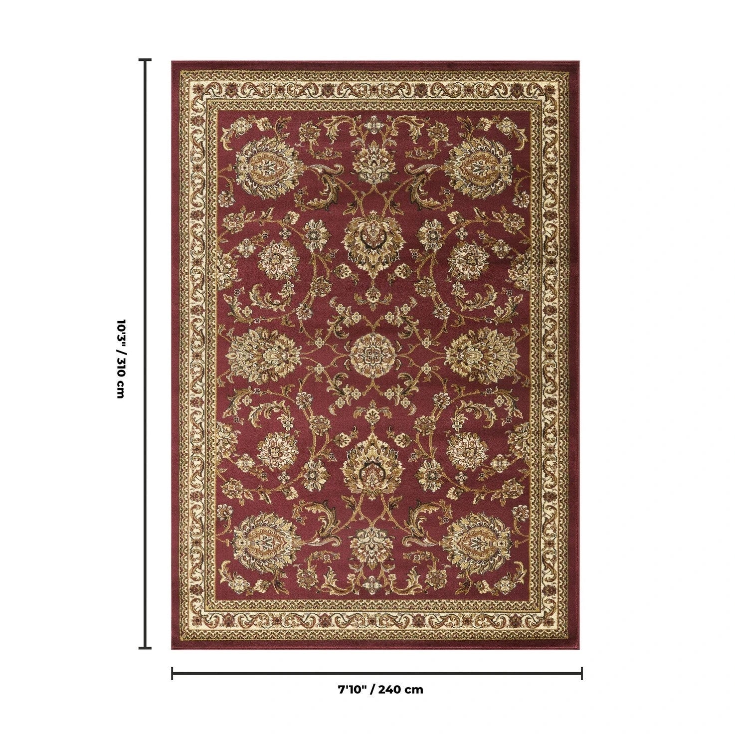 Classic Trellis Floral Area Rug - Red - 7'10" x 10'3" - product detail