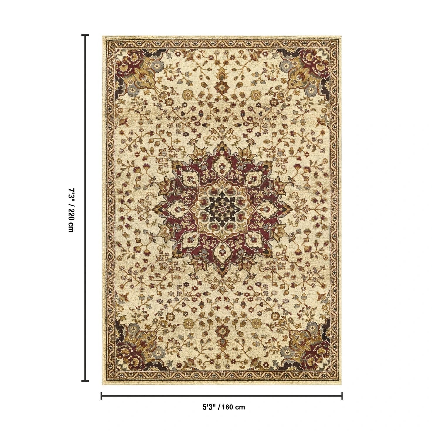 Classic Star Medallion Area Rug - Cream - 5'3" x 7'3" - product detail