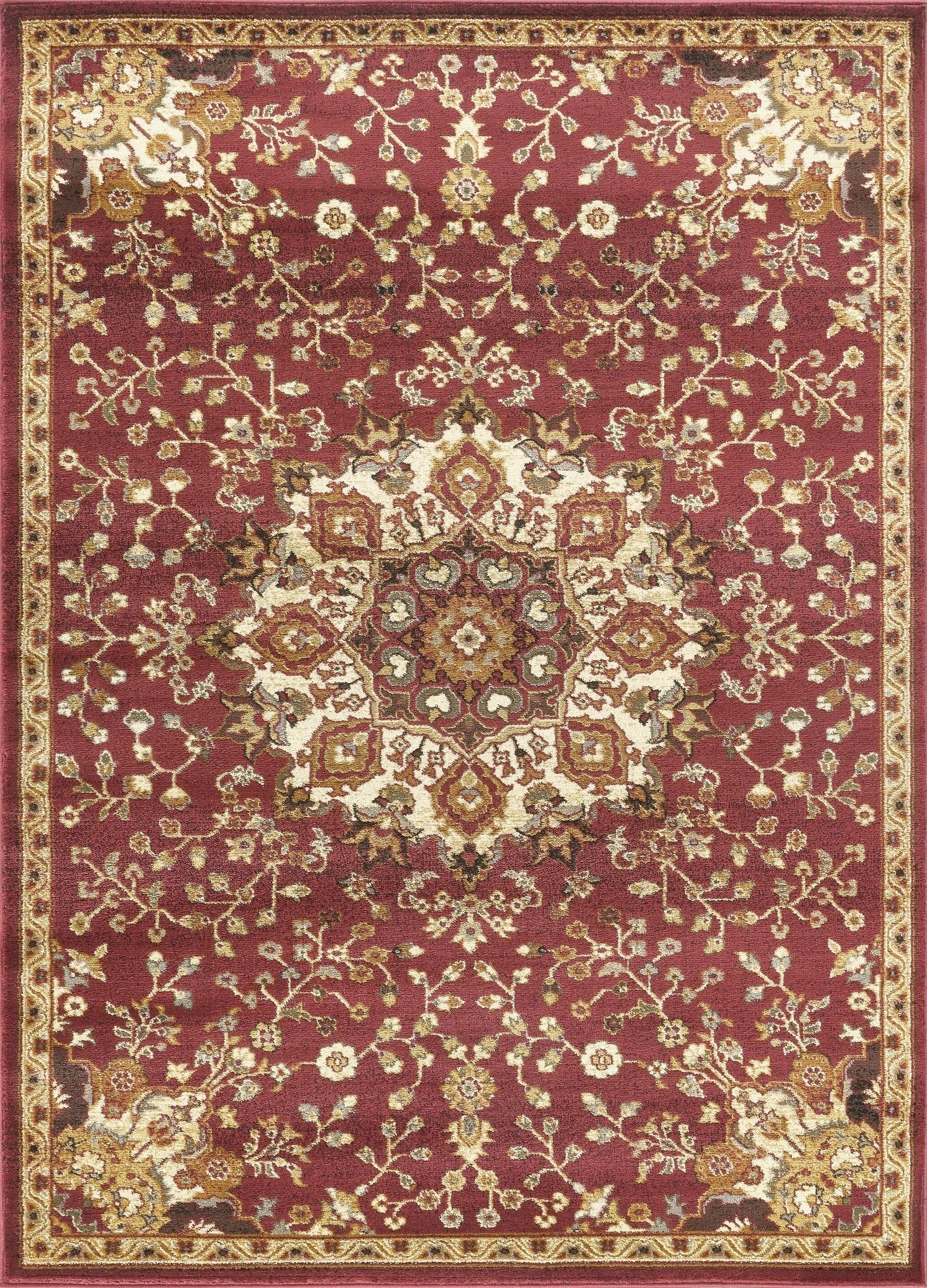 Classic Floral Star Medallion Area Rug - Red - 2'7" x 7'3" - product detail
