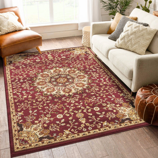 Classic Floral Star Medallion Area Rug - Red - 5'3" x 7'3" - room scene