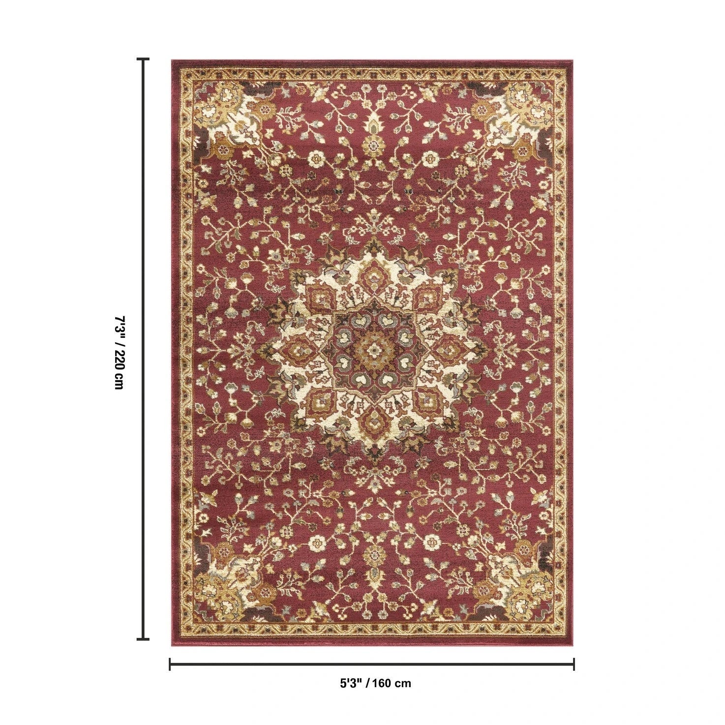 Classic Floral Star Medallion Area Rug - Red - 5'3" x 7'3" - product detail