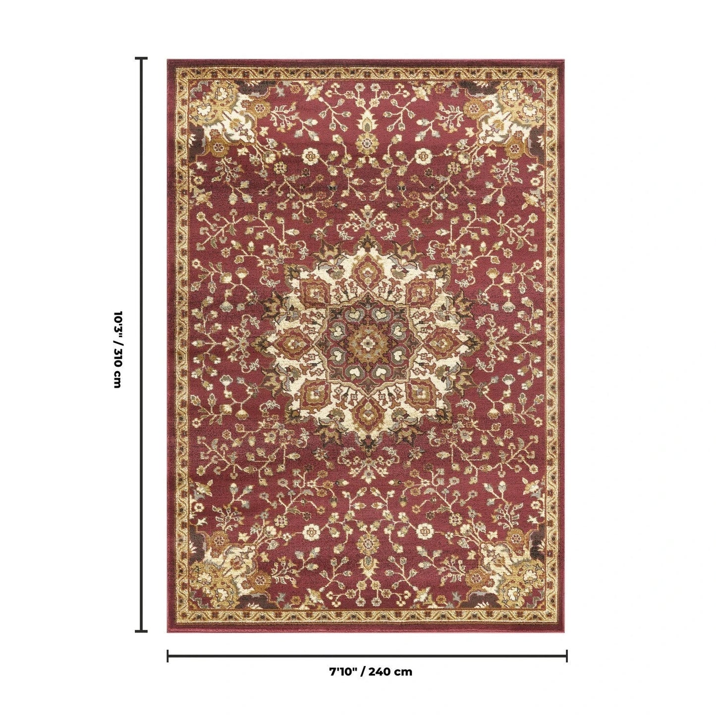 Classic Floral Star Medallion Area Rug - Red - 7'10" x 10'3" - product detail