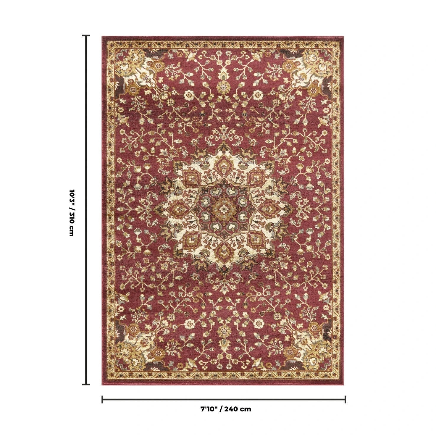 Classic Floral Star Medallion Area Rug - Red - 7'10" x 10'3" - product detail
