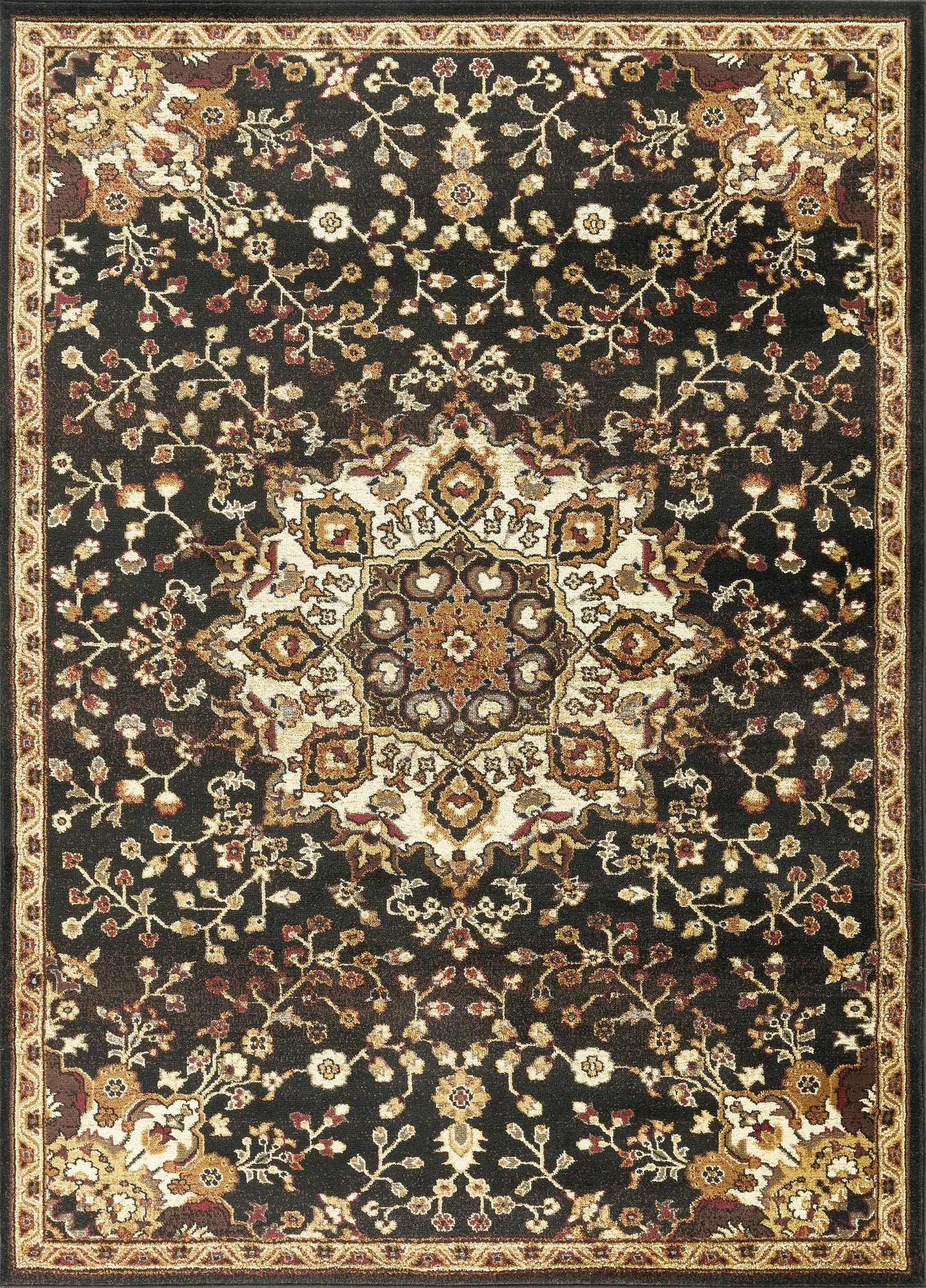 Classic Floral Star Medallion Area Rug - Black - 5'3" x 7'3" - product detail