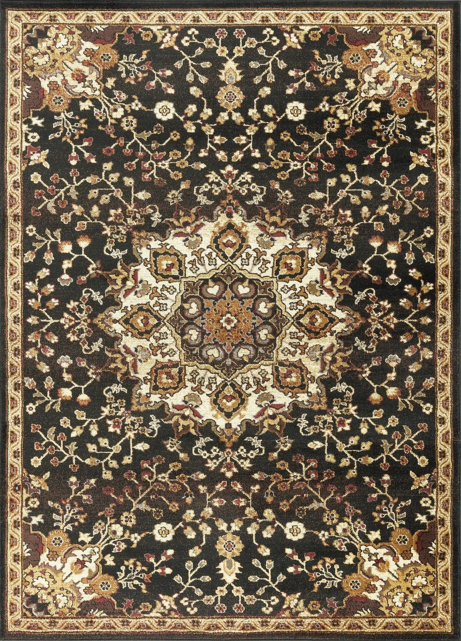 Classic Floral Star Medallion Area Rug - Black - 5'3" x 7'3" - product detail