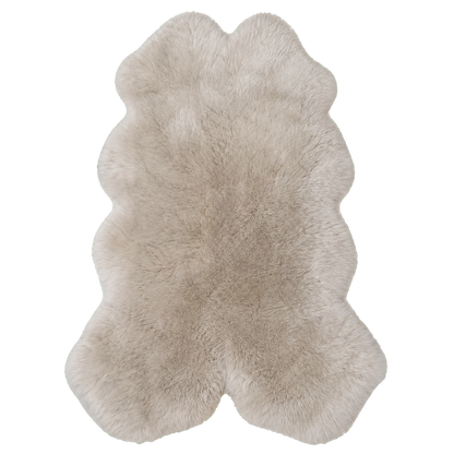 Mushroom Taupe genuine Australian long-wool multi-pelt sheepskin area rug on transparent background