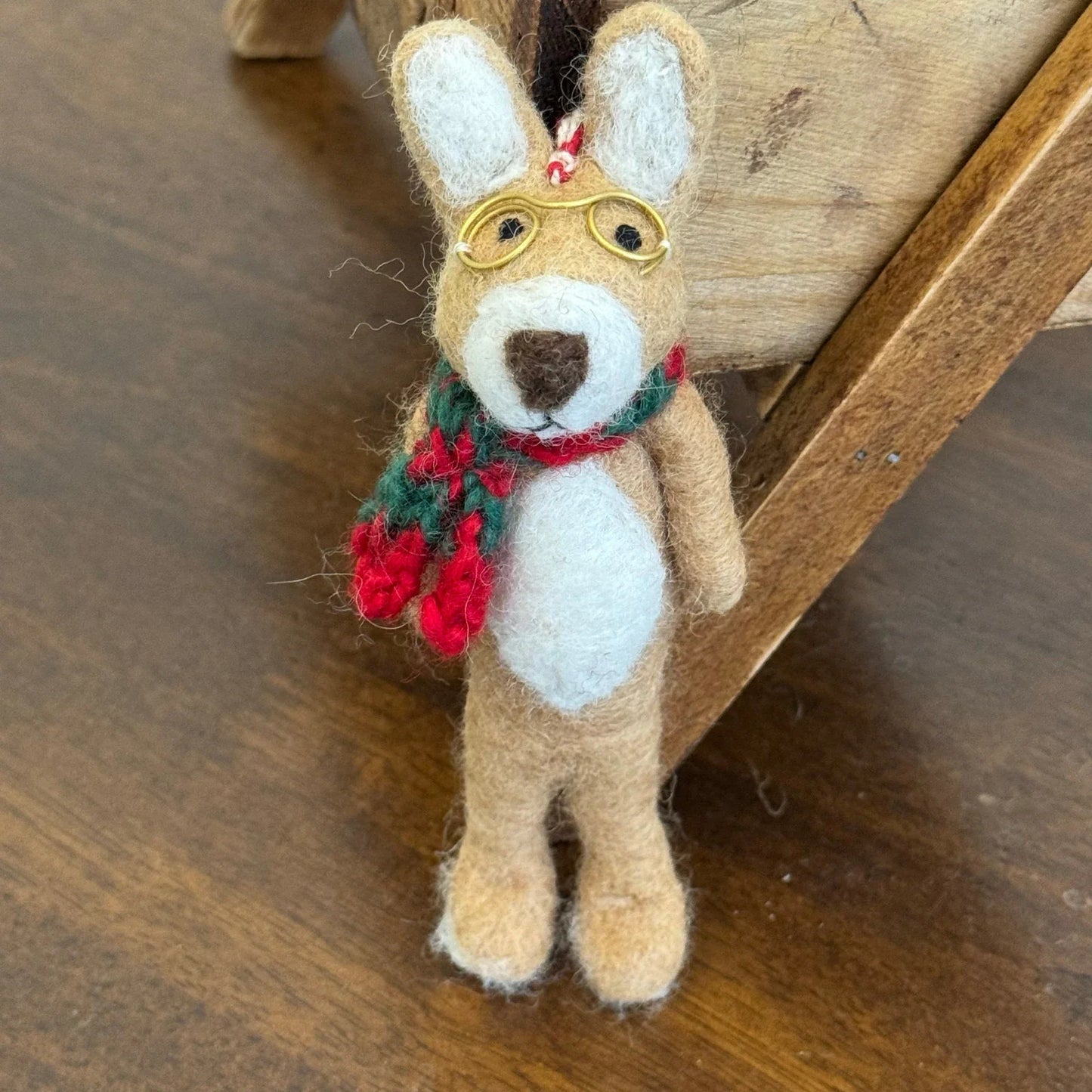 Glasses Dog handmade wool felt keychain and bag charm