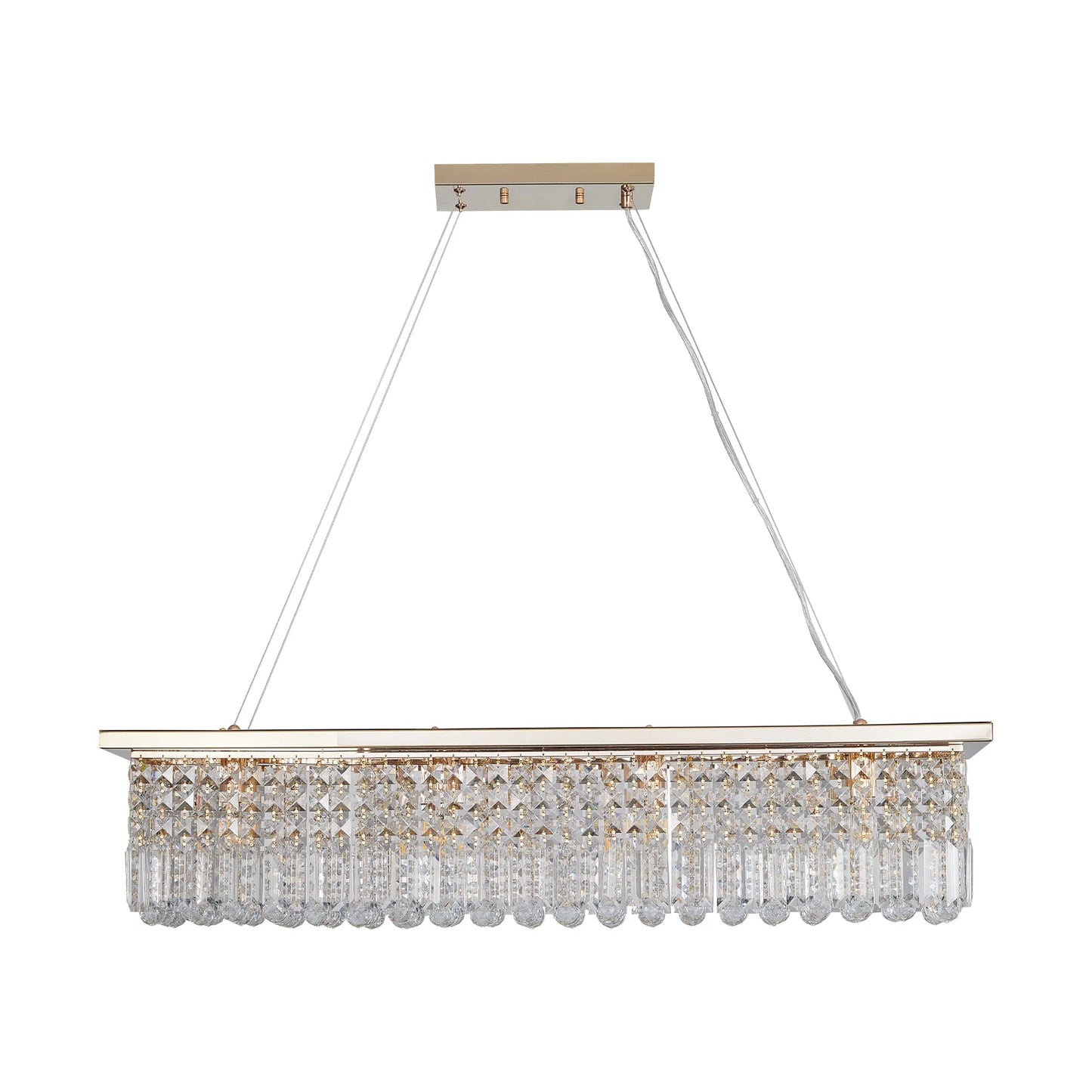 8-Light Rectangular Crystal Chandelier – Gold – view 10