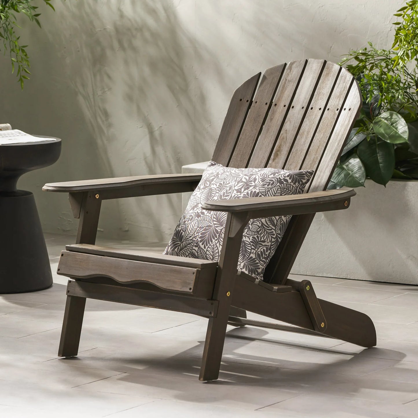 Acacia Wood Adirondack Chair – Gray – view 2