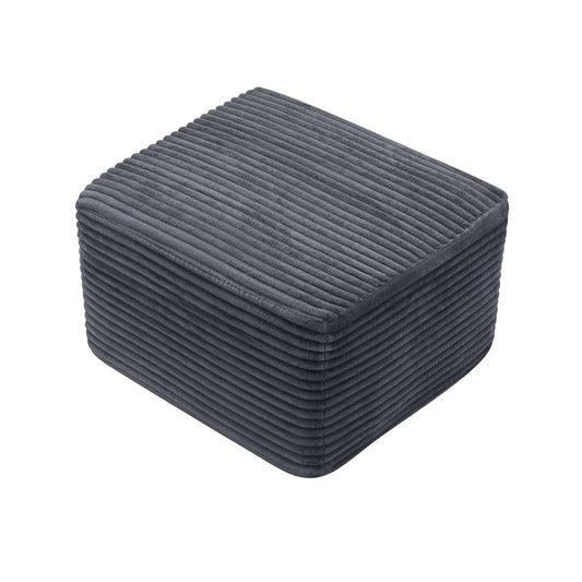 27.6-Inch Corduroy Square Ottoman – Gray – view 2
