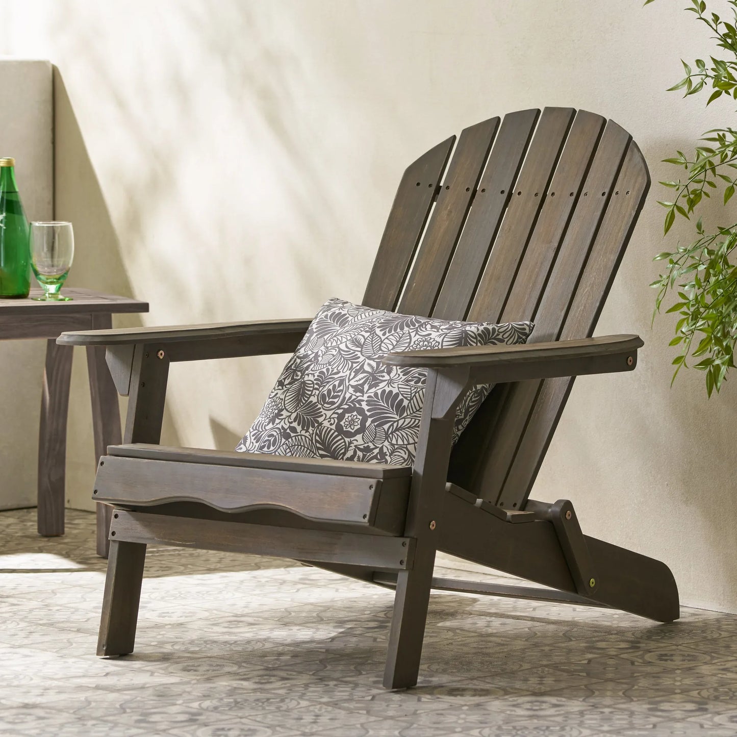 Acacia Wood Adirondack Chair – Gray – view 3