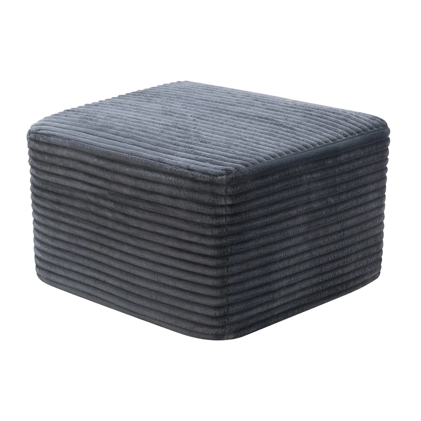 27.6-Inch Corduroy Square Ottoman – Gray – view 3