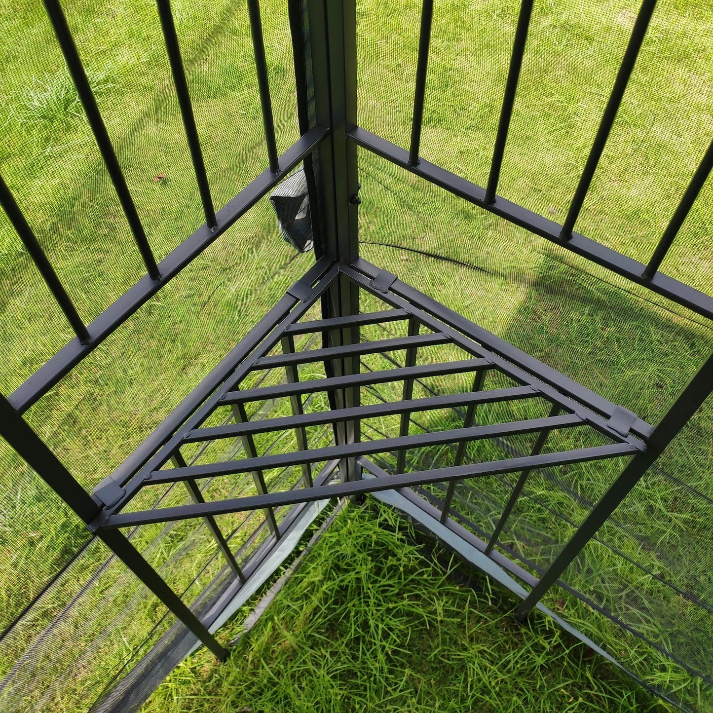 13 × 10-Foot Double-Roof Patio Gazebo with Mosquito Netting – Gray – view 5