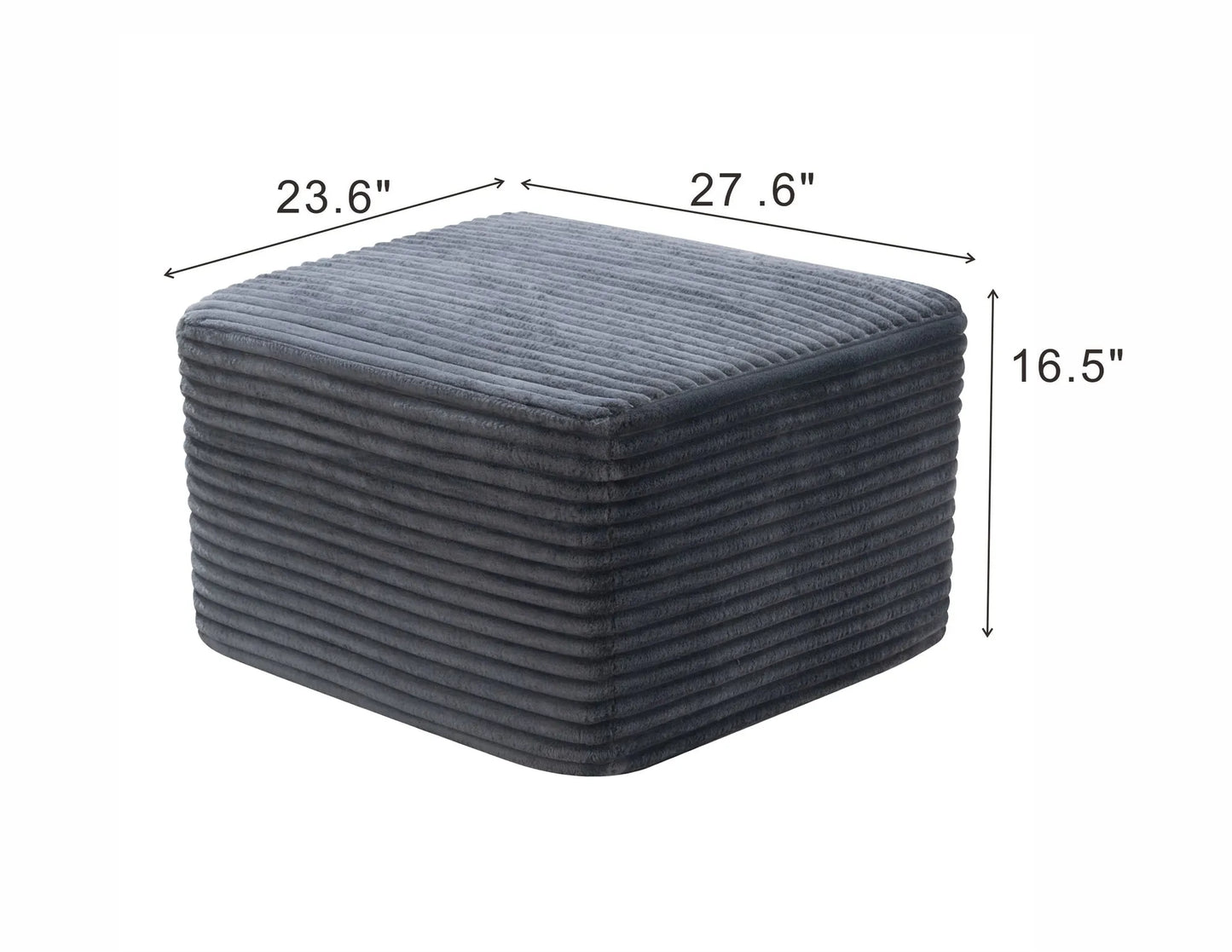 27.6-Inch Corduroy Square Ottoman – Gray – view 5