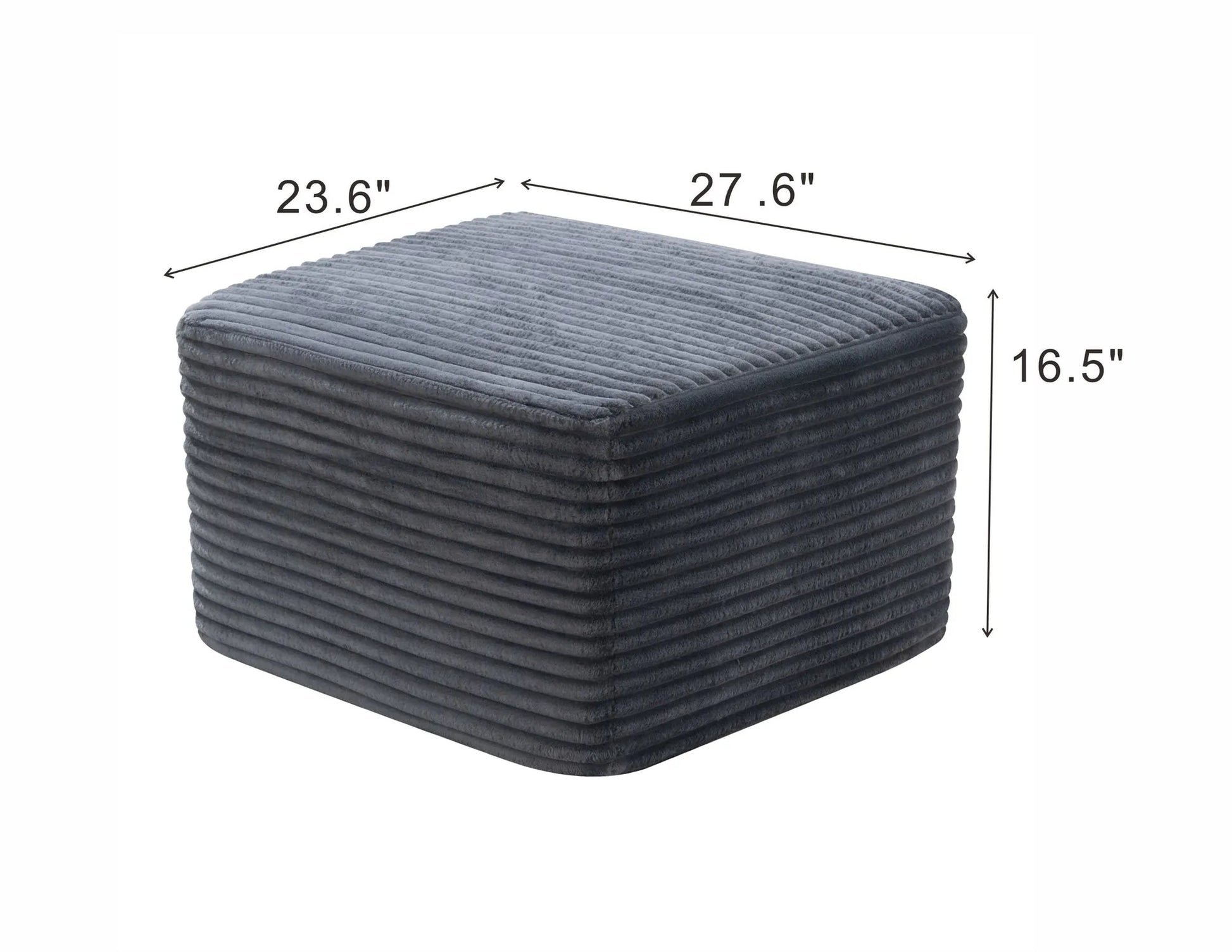 27.6-Inch Corduroy Square Ottoman – Gray – view 5