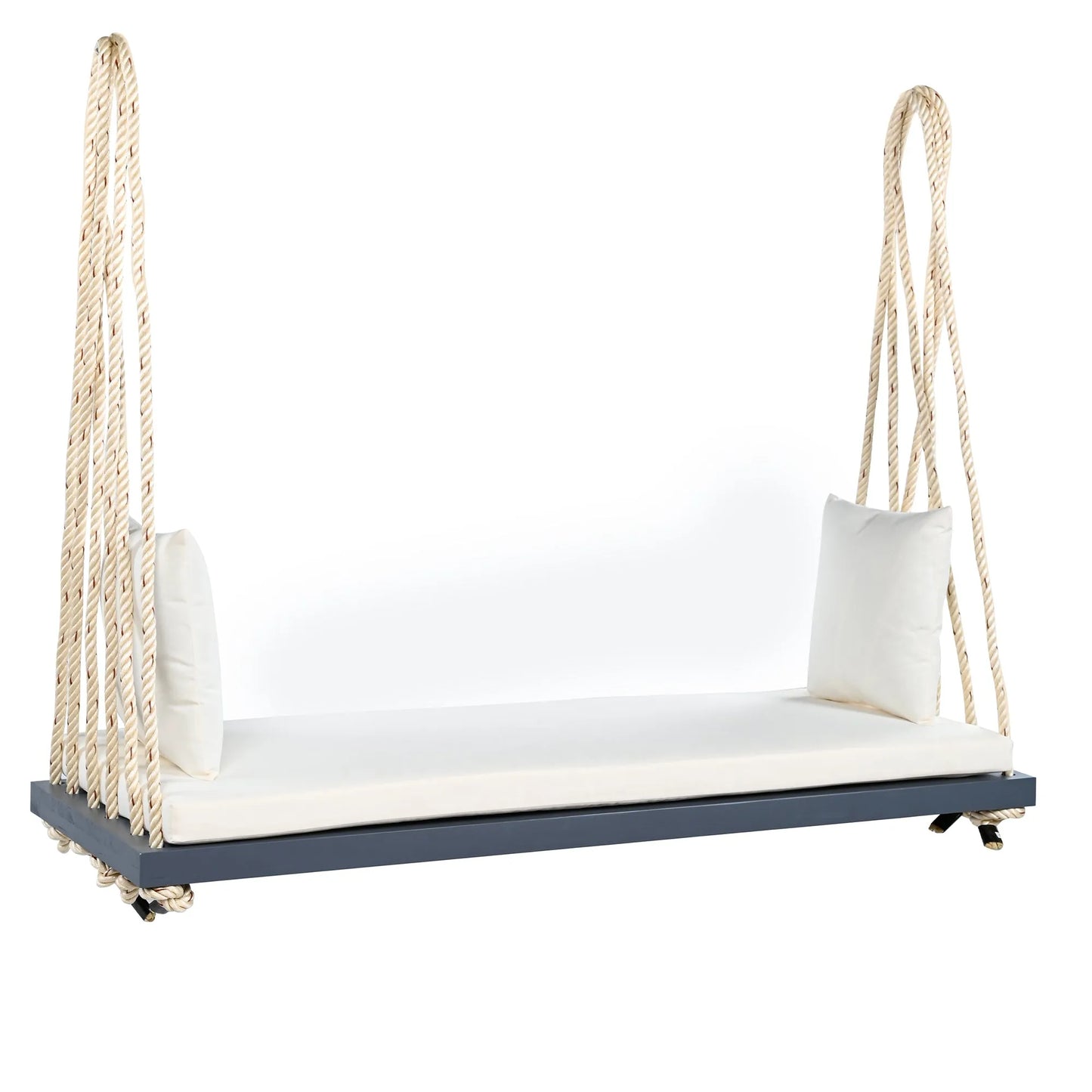 Acacia Wood Porch Swing Bench with Cushions – Gray – view 7