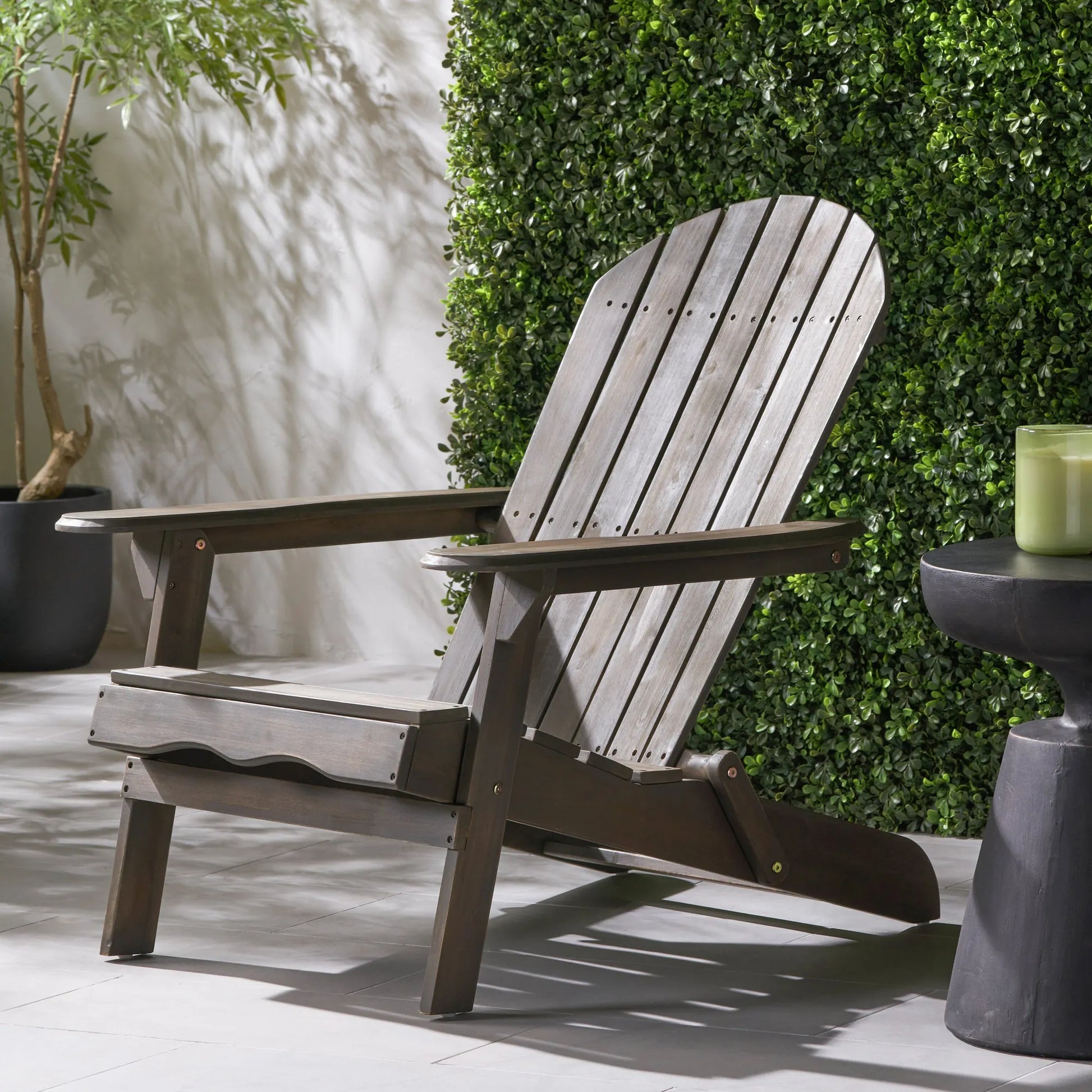 Acacia Wood Adirondack Chair – Gray – view 7