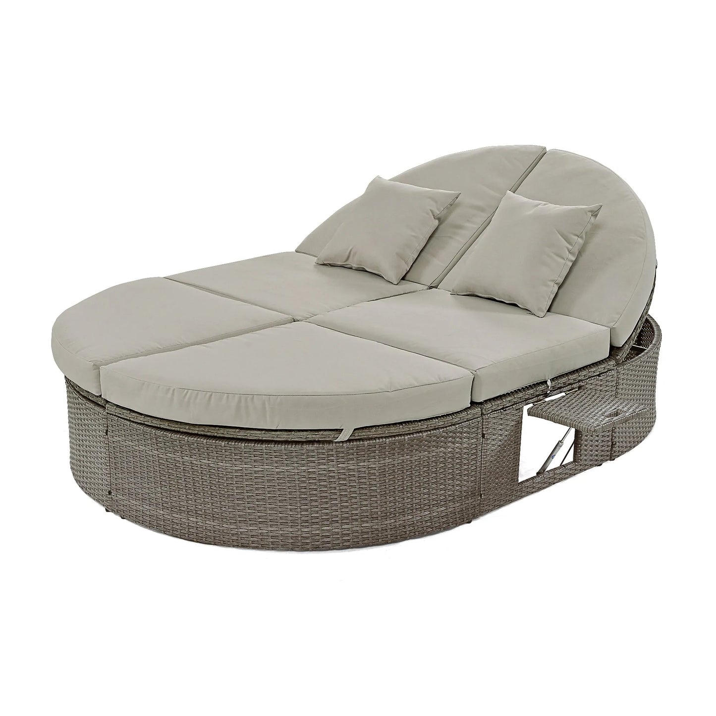 2-Person Rattan Outdoor Daybed with Adjustable Backrests – Gray – view 8