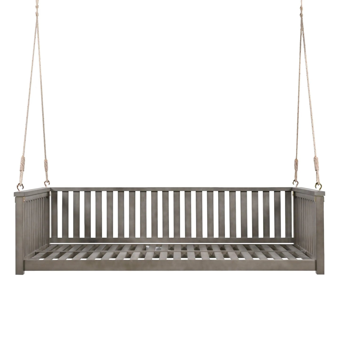 Acacia Wood Twin-Size Porch Swing Bed – Gray – view 8
