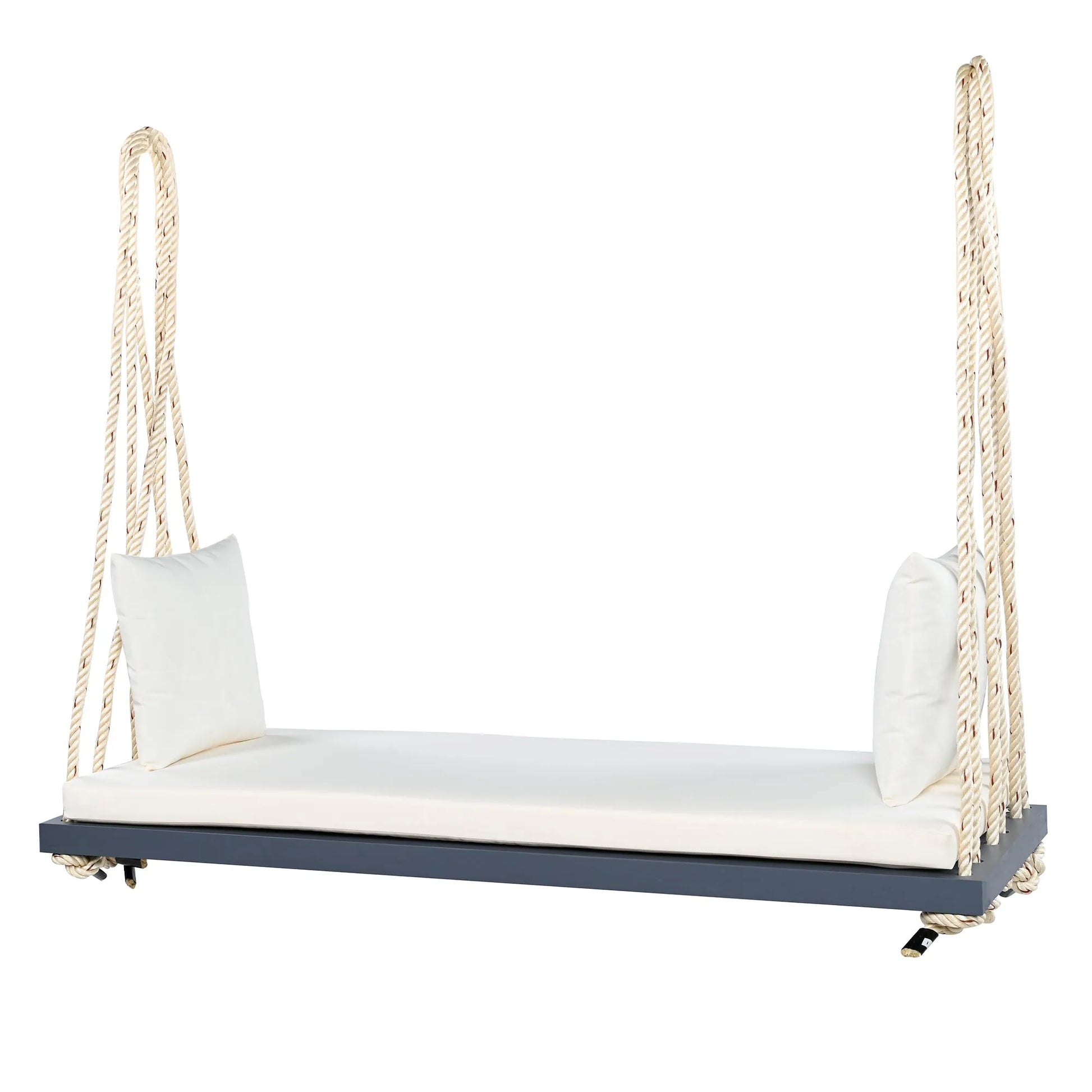 Acacia Wood Porch Swing Bench with Cushions – Gray – view 9