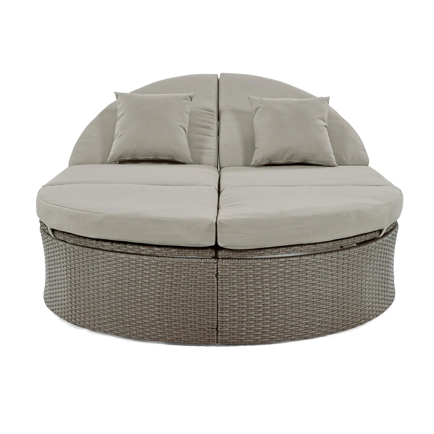 2-Person Rattan Outdoor Daybed with Adjustable Backrests – Gray – view 9