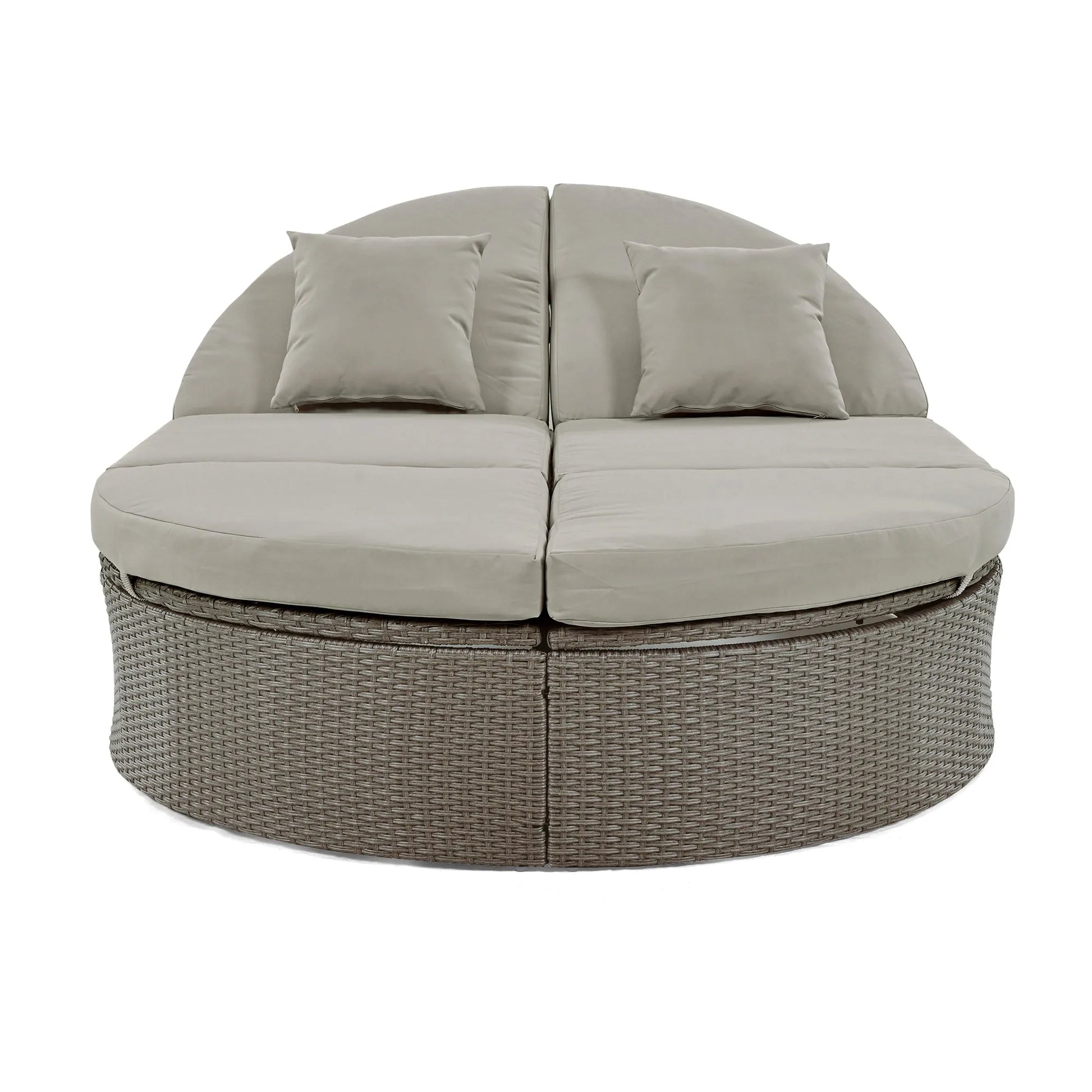 2-Person Rattan Outdoor Daybed with Adjustable Backrests – Gray – view 9