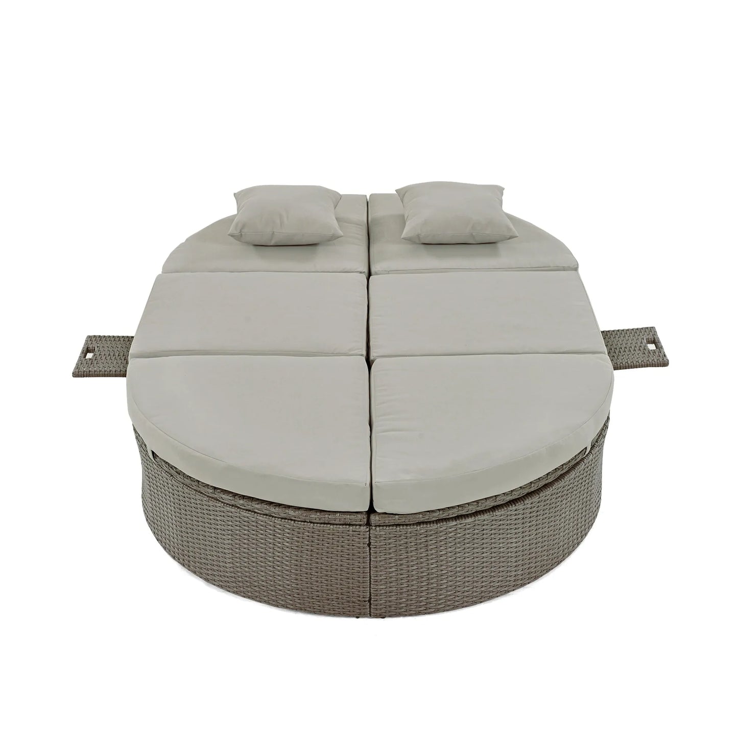 2-Person Rattan Outdoor Daybed with Adjustable Backrests – Gray – view 10
