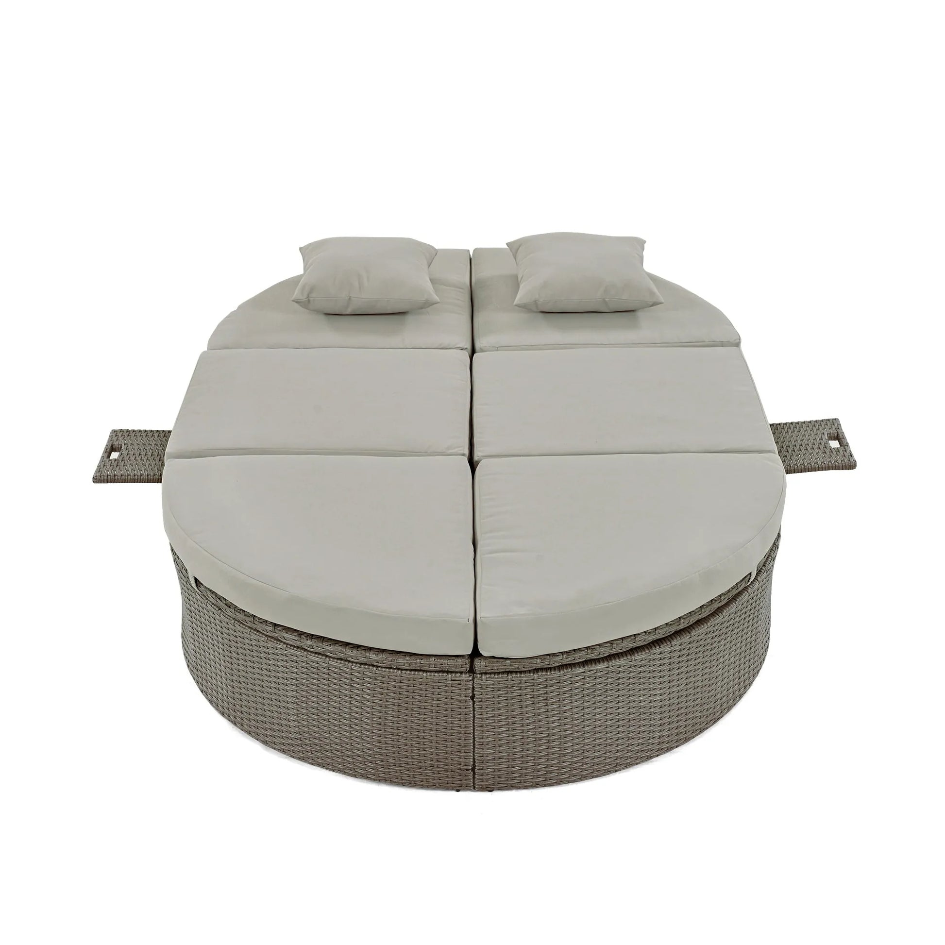2-Person Rattan Outdoor Daybed with Adjustable Backrests – Gray – view 10
