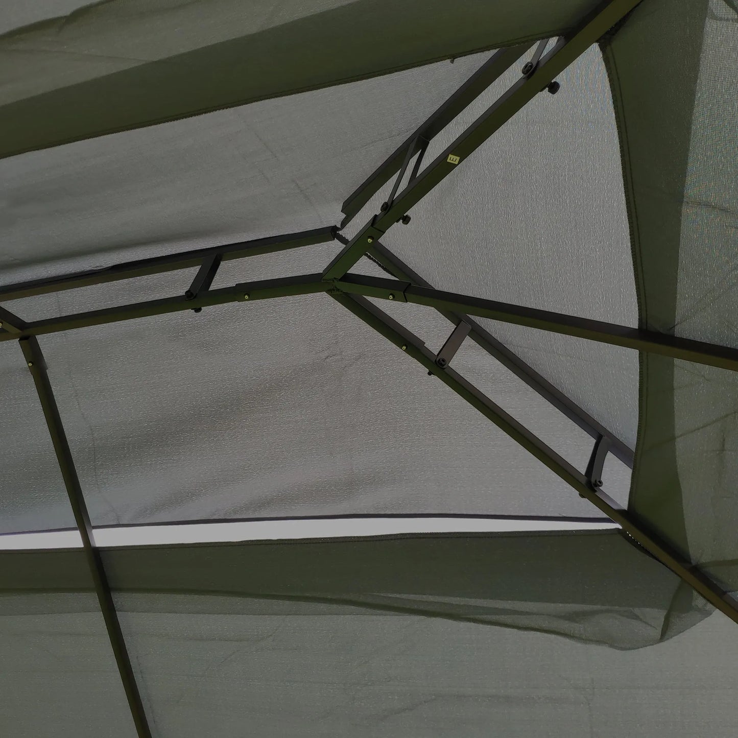 13 × 10-Foot Double-Roof Patio Gazebo with Mosquito Netting – Gray – view 10