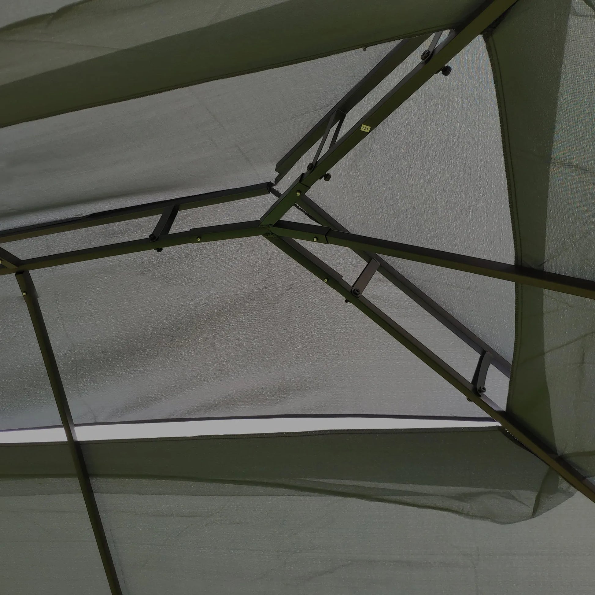 13 × 10-Foot Double-Roof Patio Gazebo with Mosquito Netting – Gray – view 10