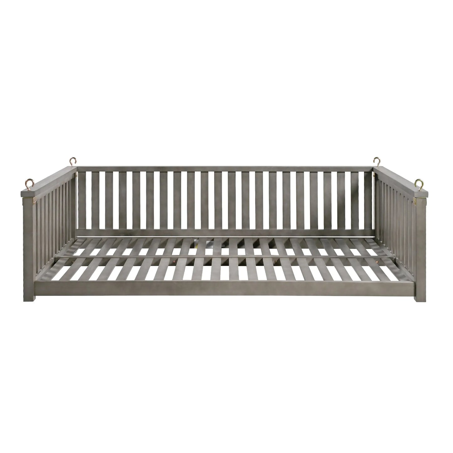 Acacia Wood Twin-Size Porch Swing Bed – Gray – view 10