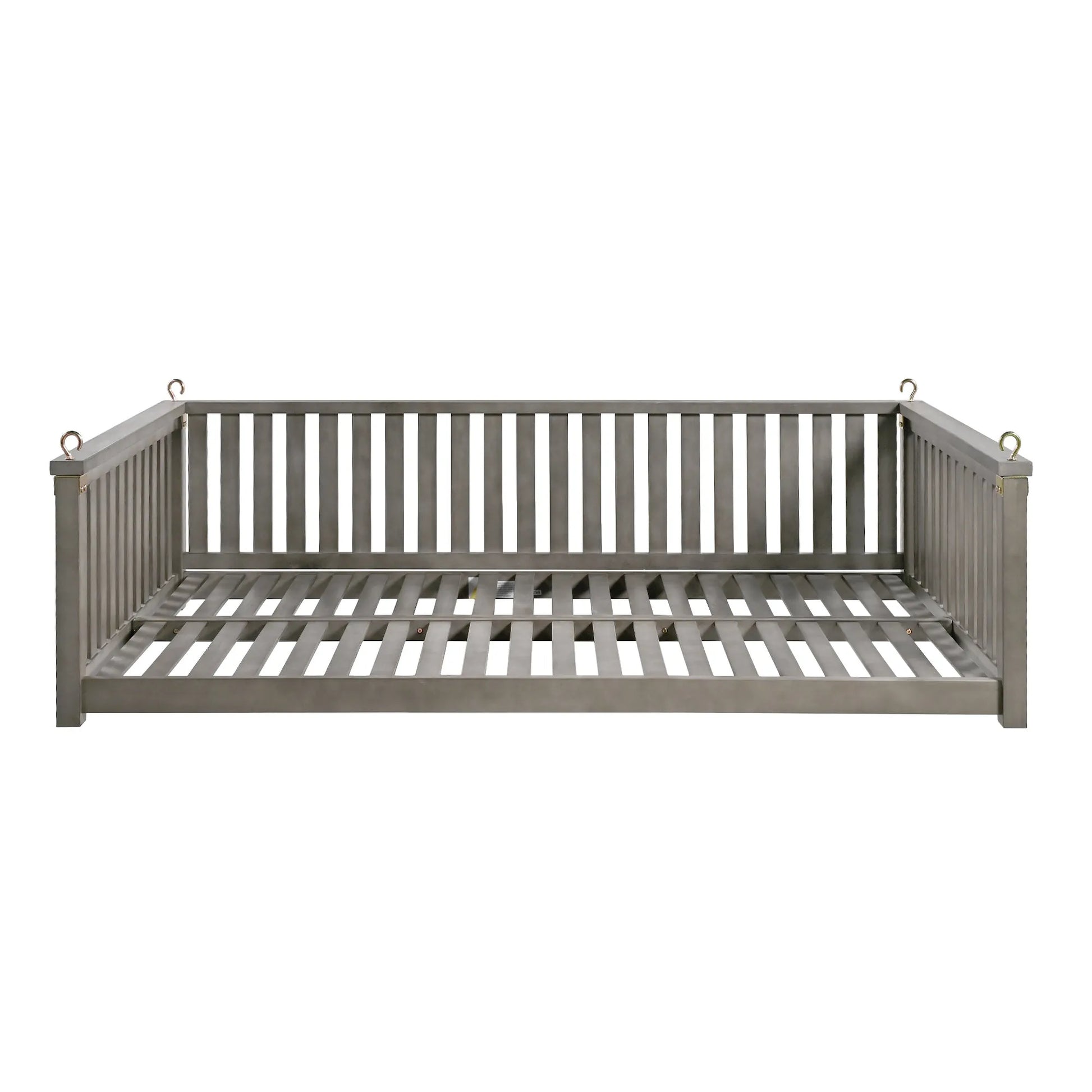 Acacia Wood Twin-Size Porch Swing Bed – Gray – view 10