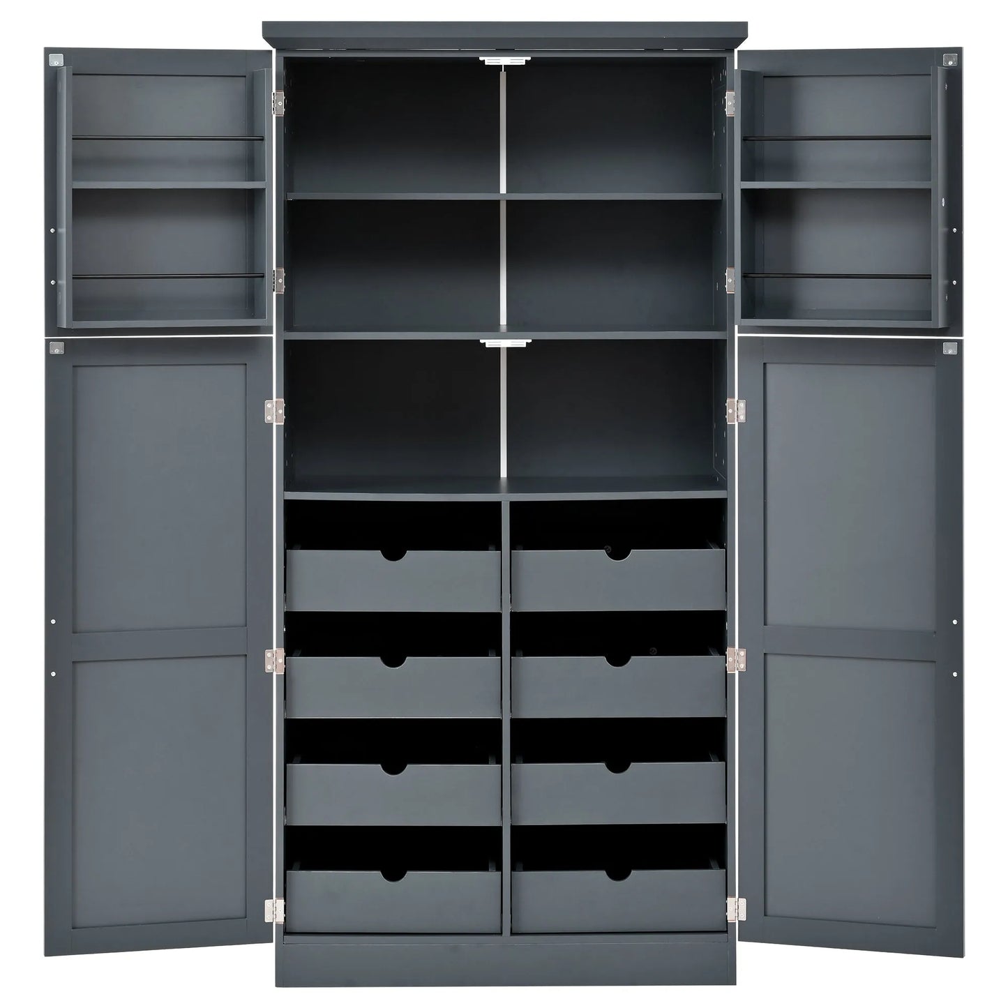 70.9-Inch Freestanding Kitchen Pantry Cabinet with Pull-Out Trays – Gray – view 12