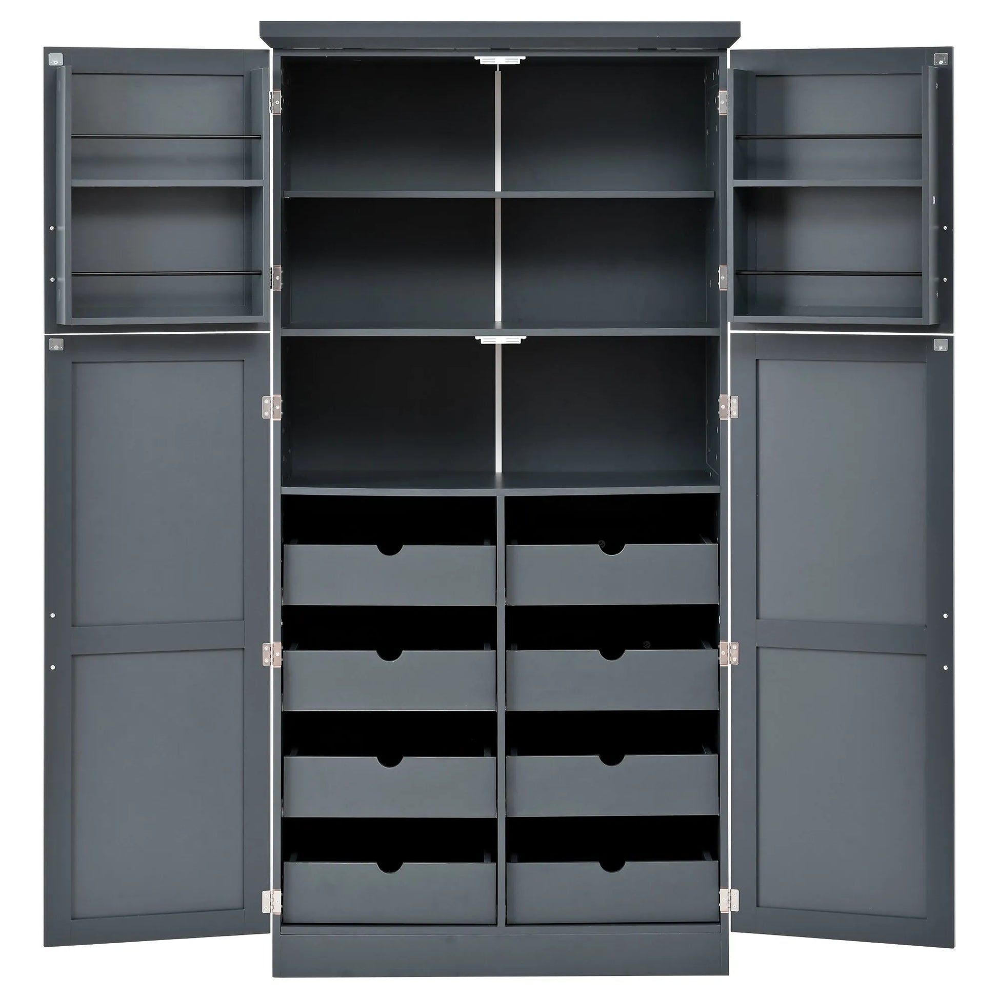 70.9-Inch Freestanding Kitchen Pantry Cabinet with Pull-Out Trays – Gray – view 12