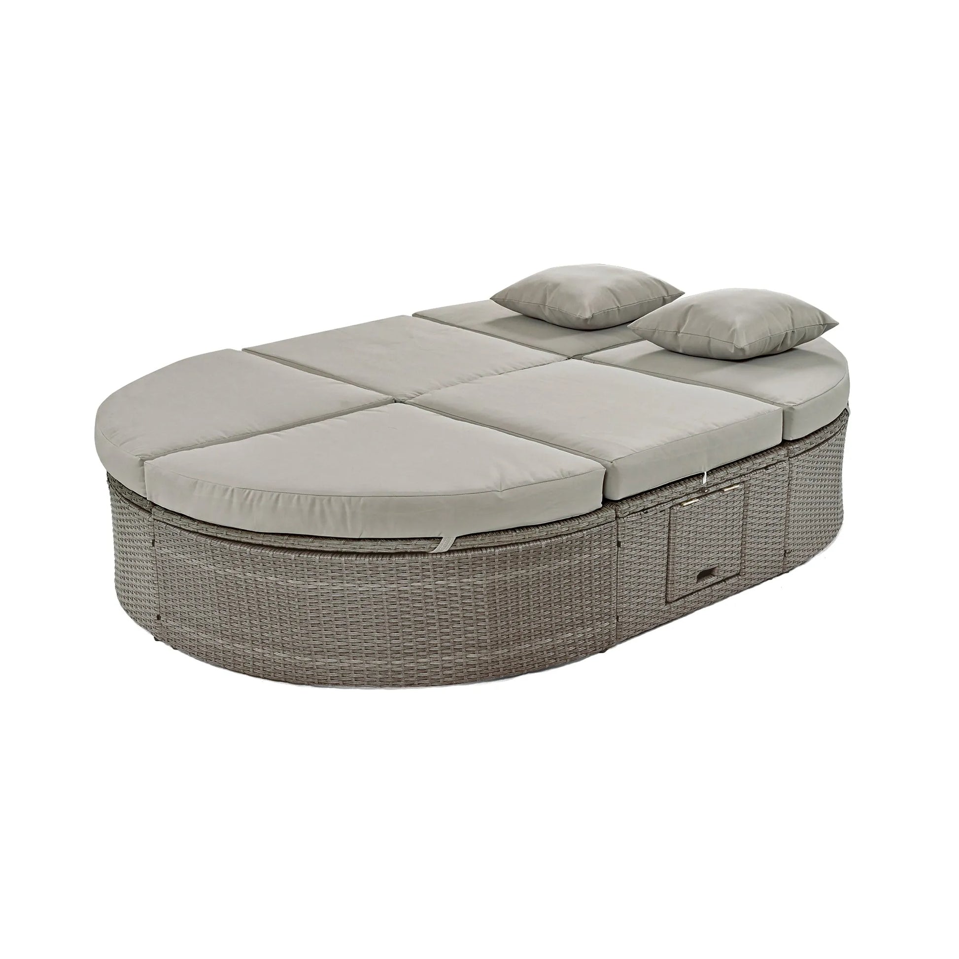 2-Person Rattan Outdoor Daybed with Adjustable Backrests – Gray – view 12