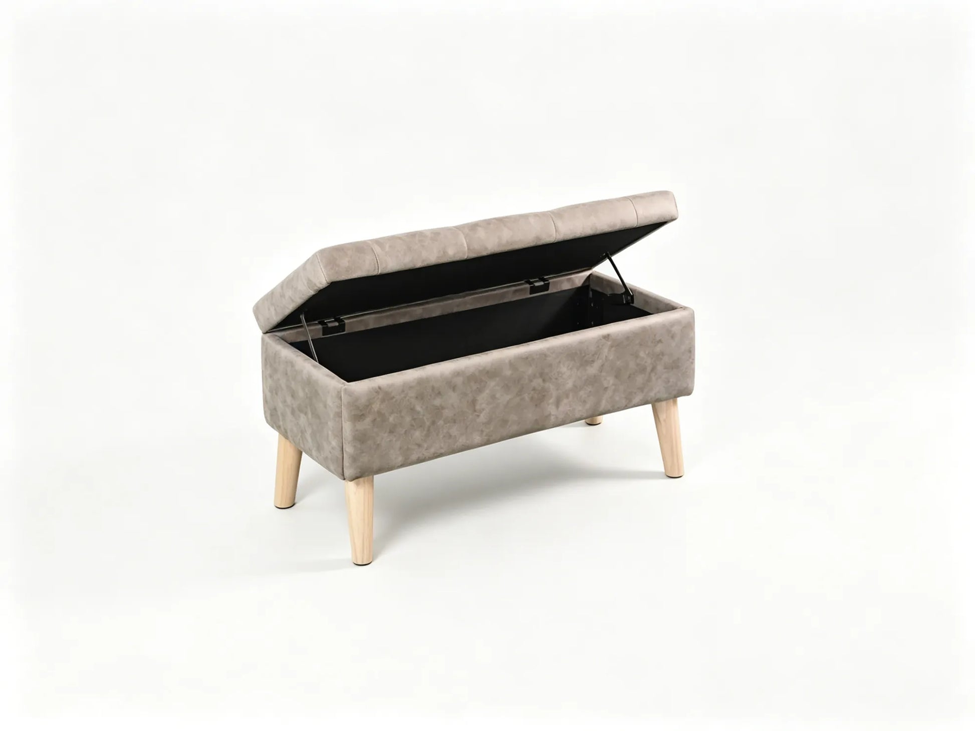 32-Inch Upholstered Storage Ottoman Bench with Built-In Tray – Gray Snowflake Velvet – view 8