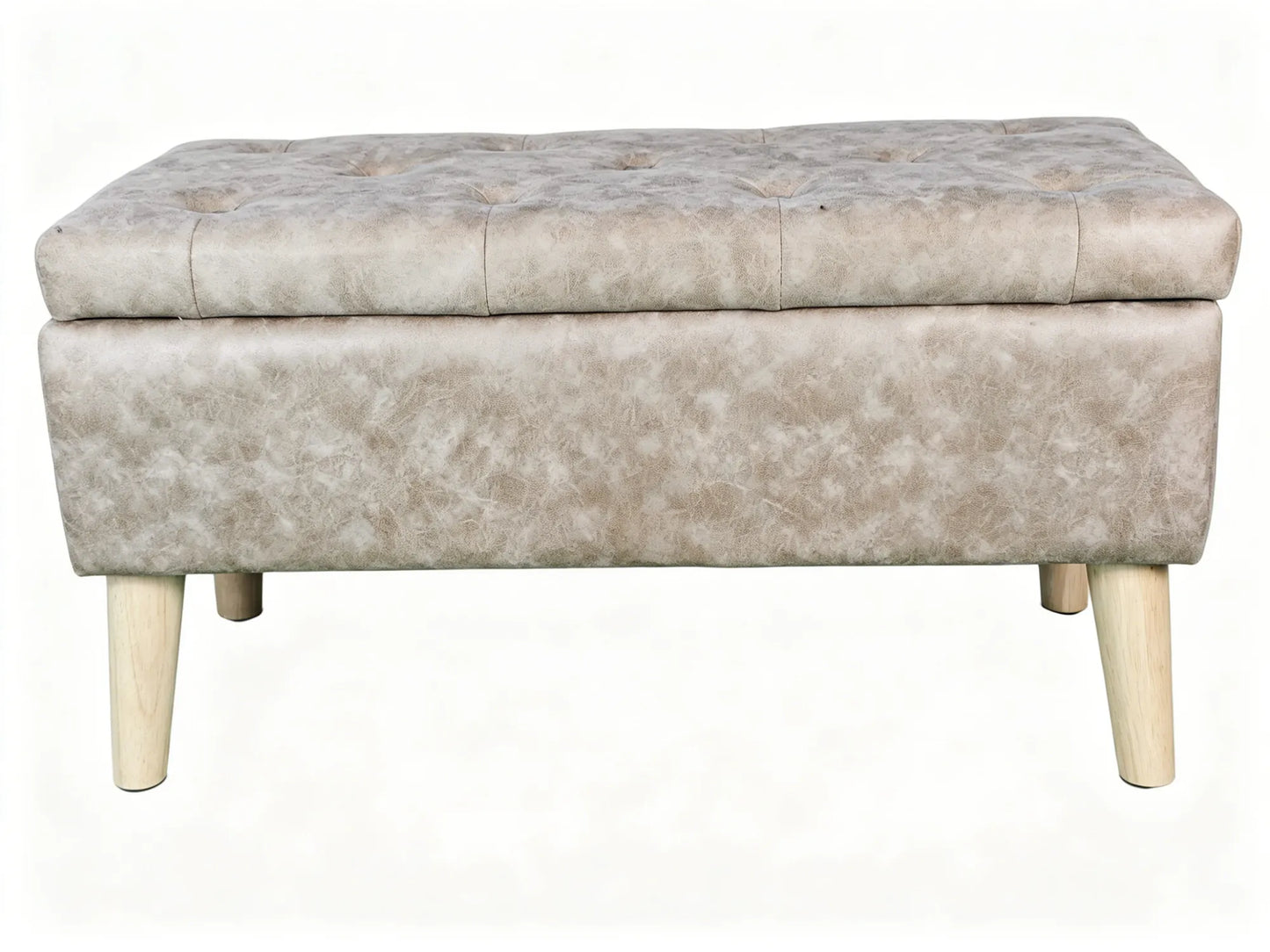 32-Inch Upholstered Storage Ottoman Bench with Built-In Tray – Gray Snowflake Velvet – view 9